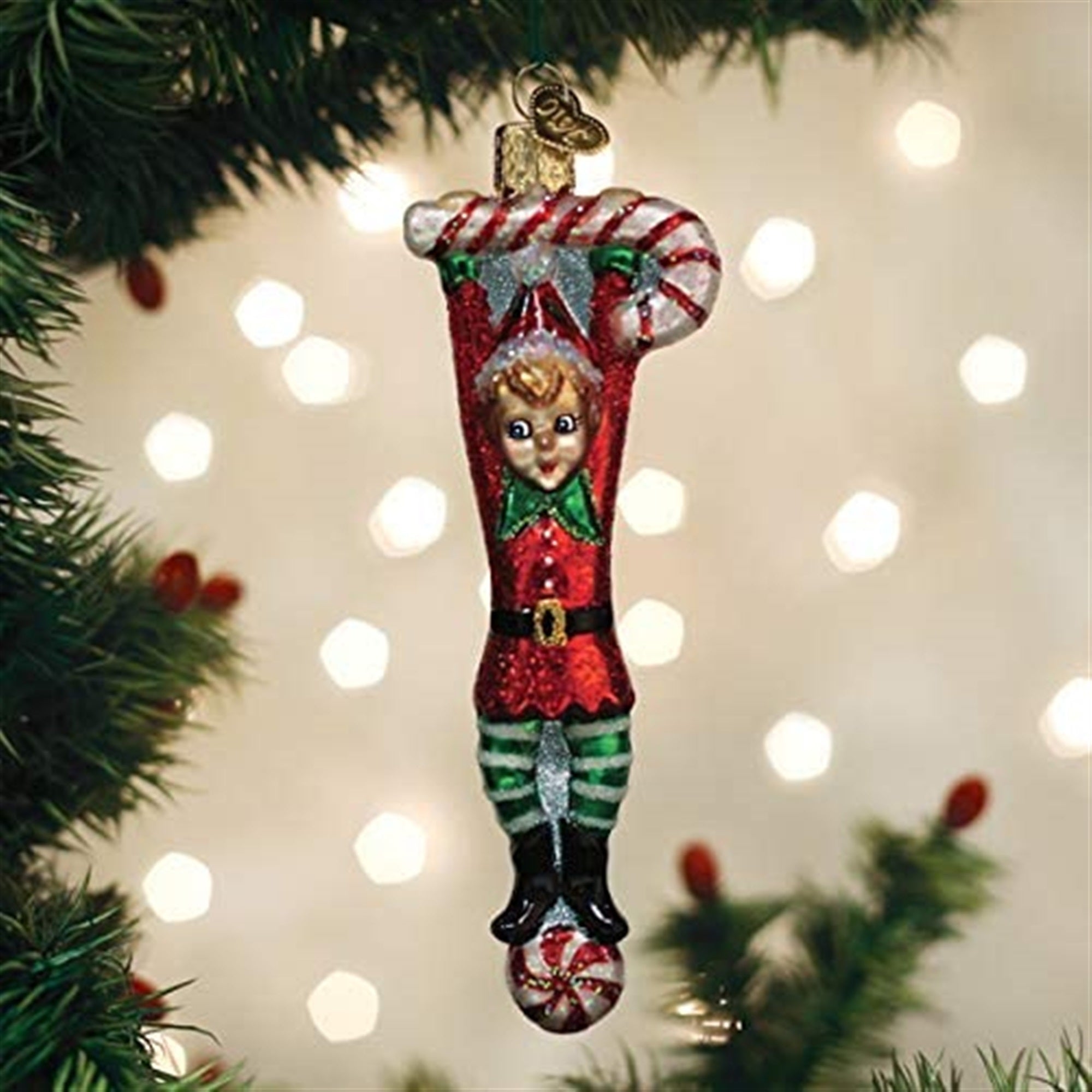 Old World Christmas Blown Glass Ornament for Christmas Tree, Playful Elf