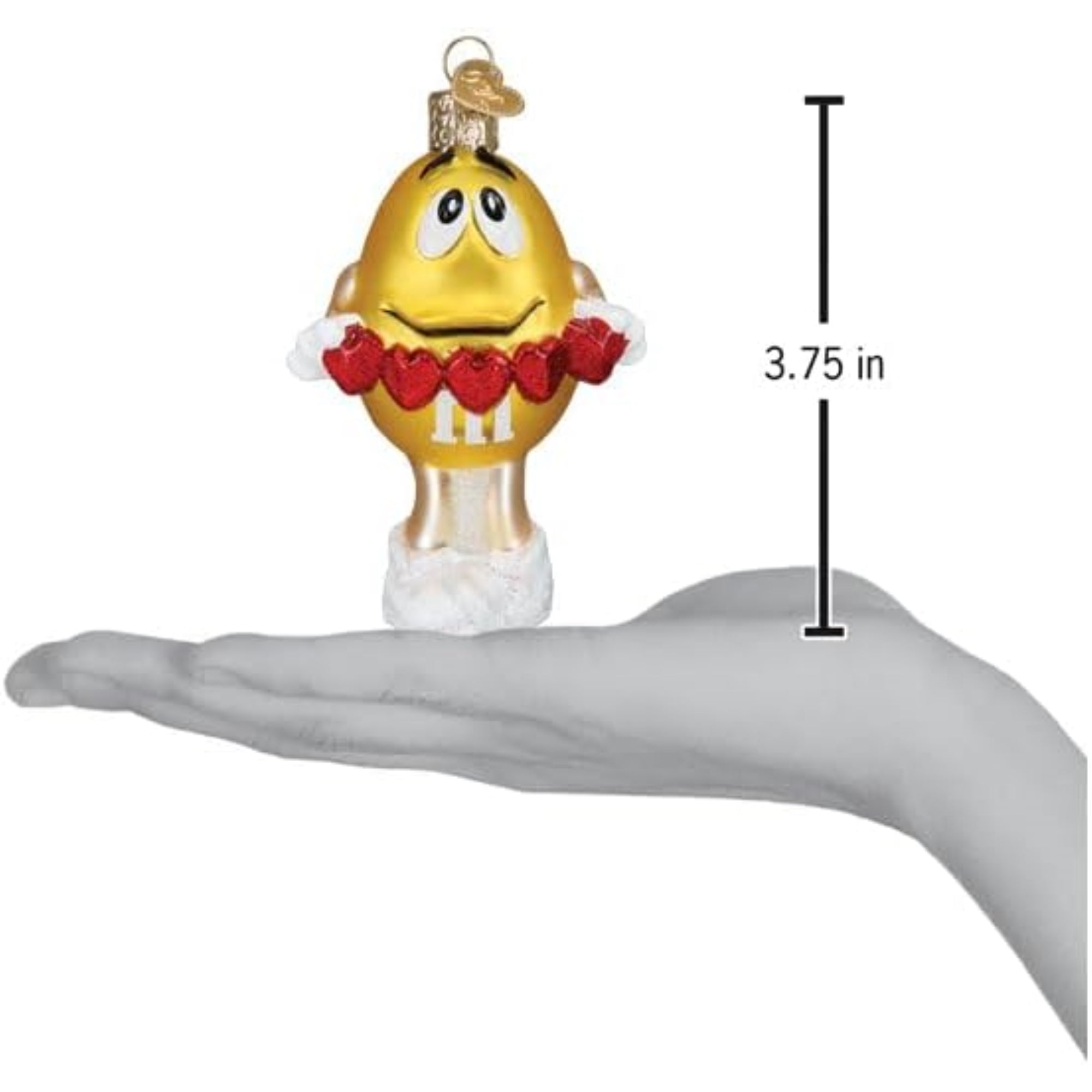 Old World Christmas Blown Glass Ornament for Christmas Tree, M&M'S  Yellow Love You (with OWC Gift Box)