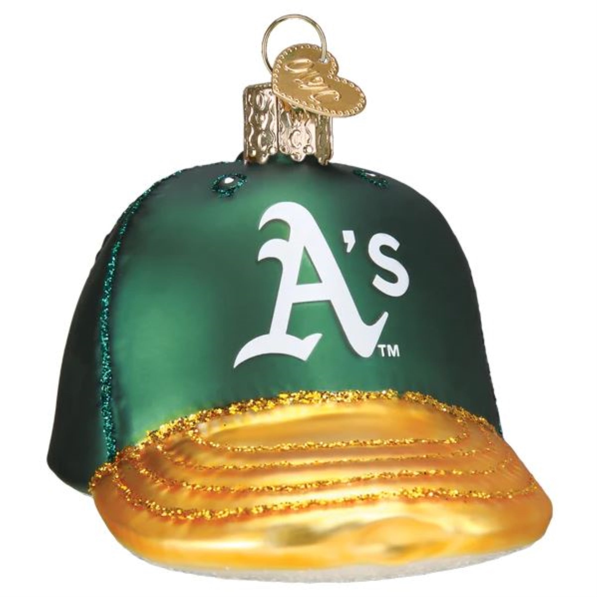 Old World Christmas Blown Glass Ornament for Christmas Tree, Oakland Athletics Baseball Cap