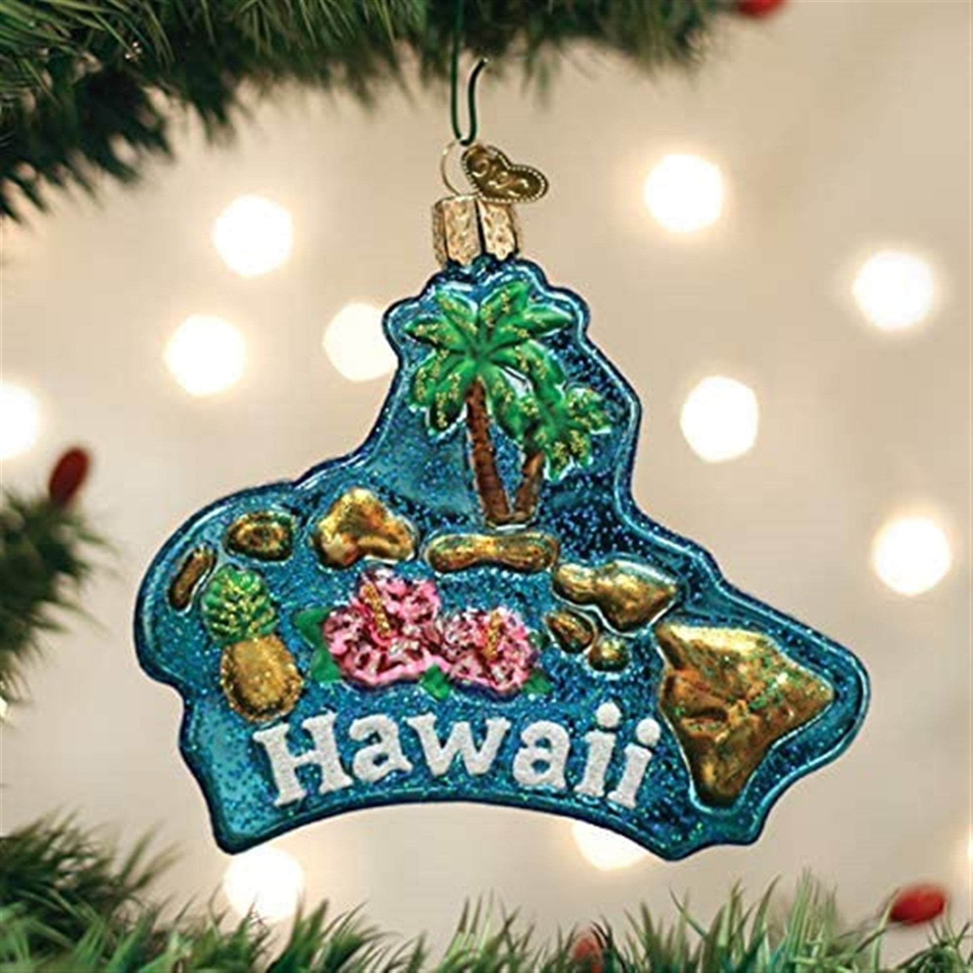 Old World Christmas Blown Glass Ornament for Christmas Tree, Hawaiian Islands