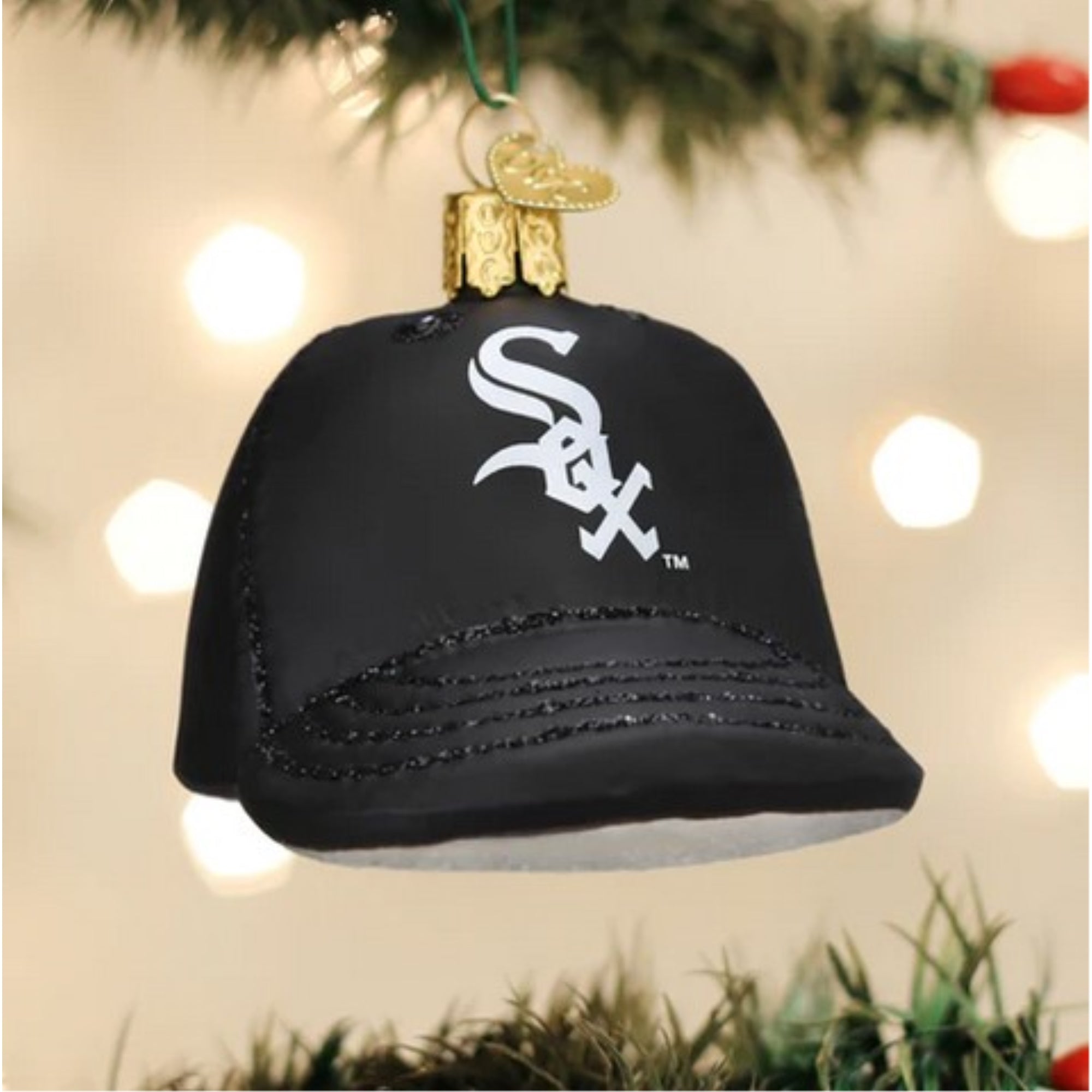 Old World Christmas Blown Glass Ornament for Christmas Tree, Chicago White Sox Baseball Cap