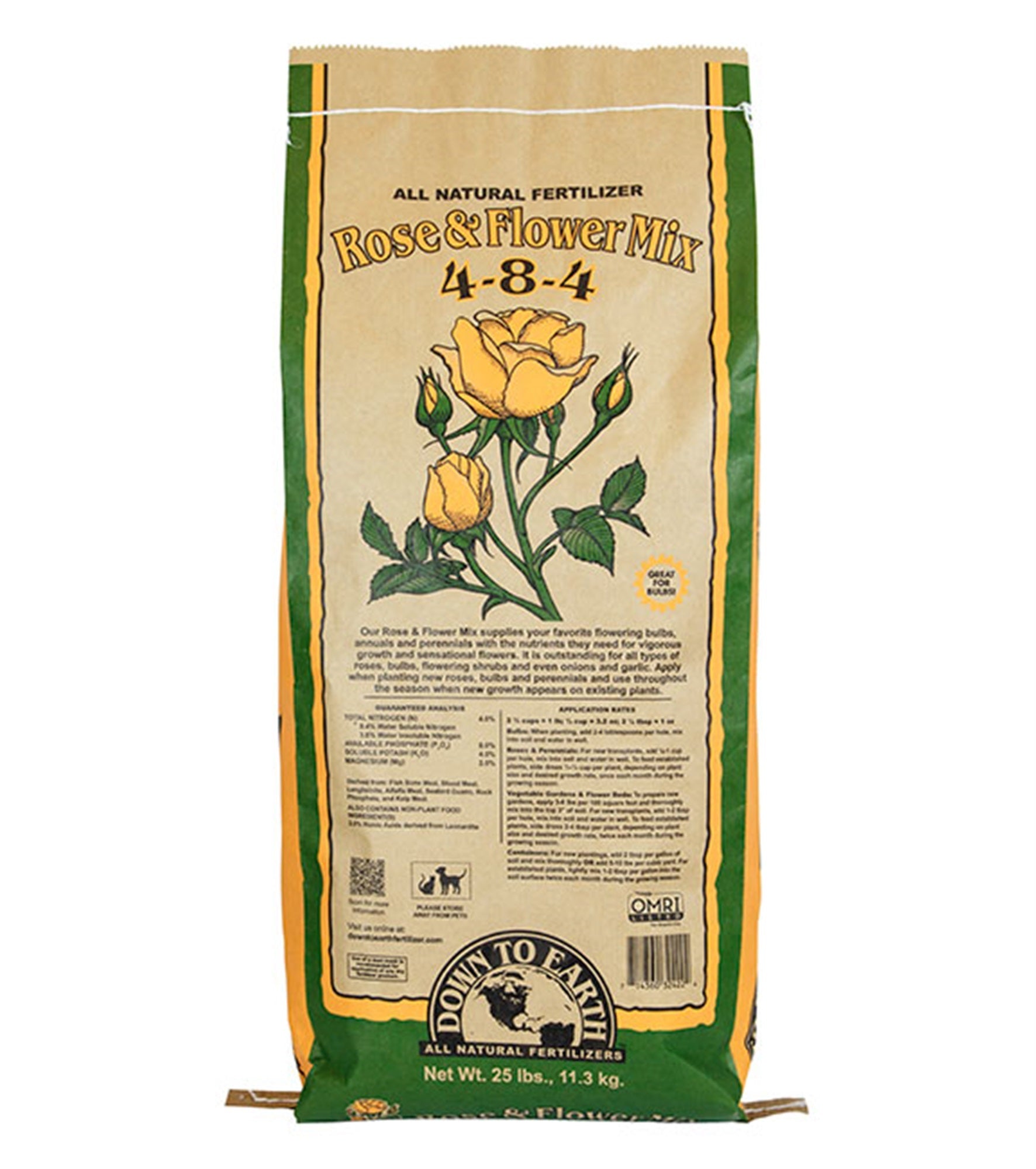 Down To Earth Organic Rose & Flower Fertilizer Mix 4-8-4