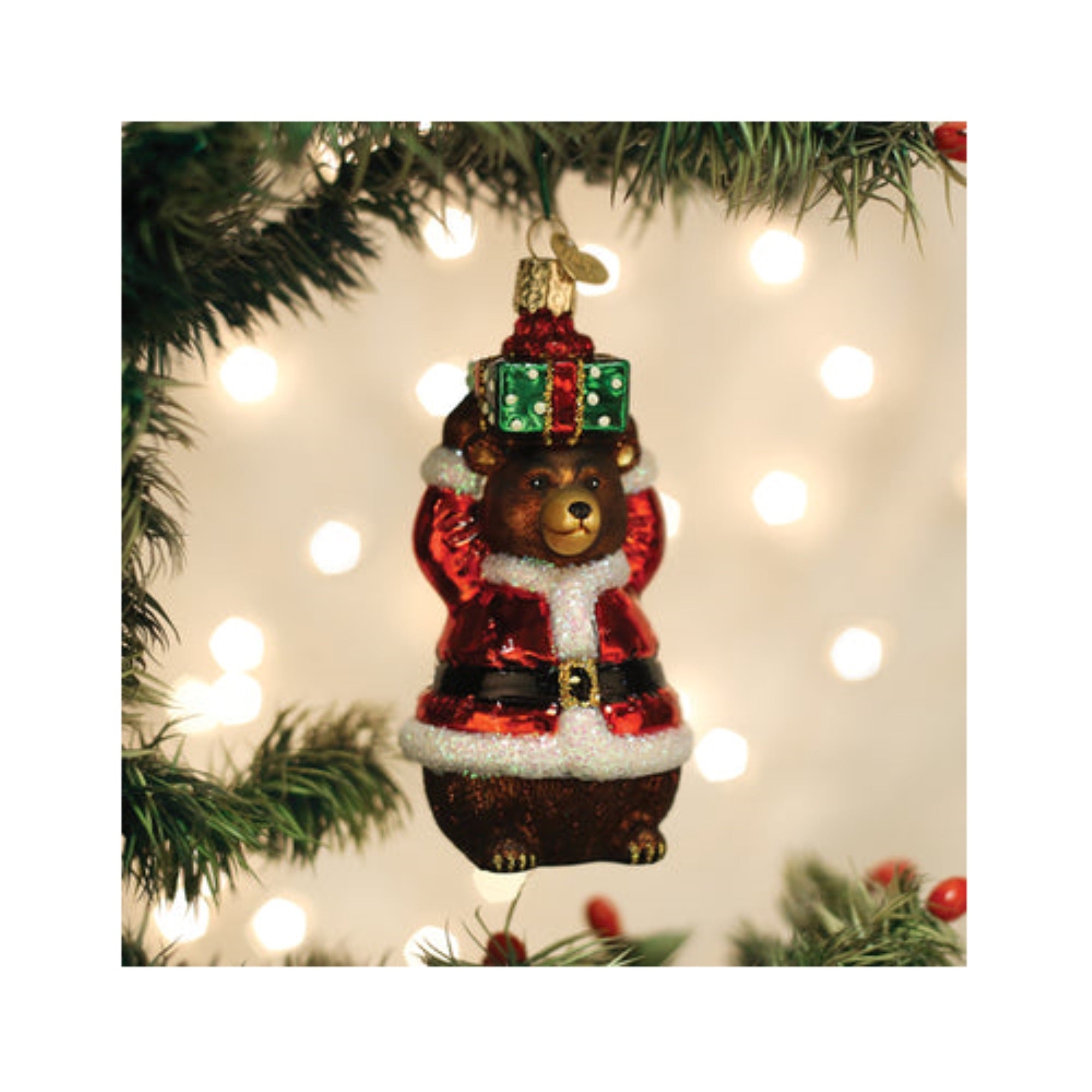 Old World Christmas Blown Glass Ornament for Christmas Tree, Bear