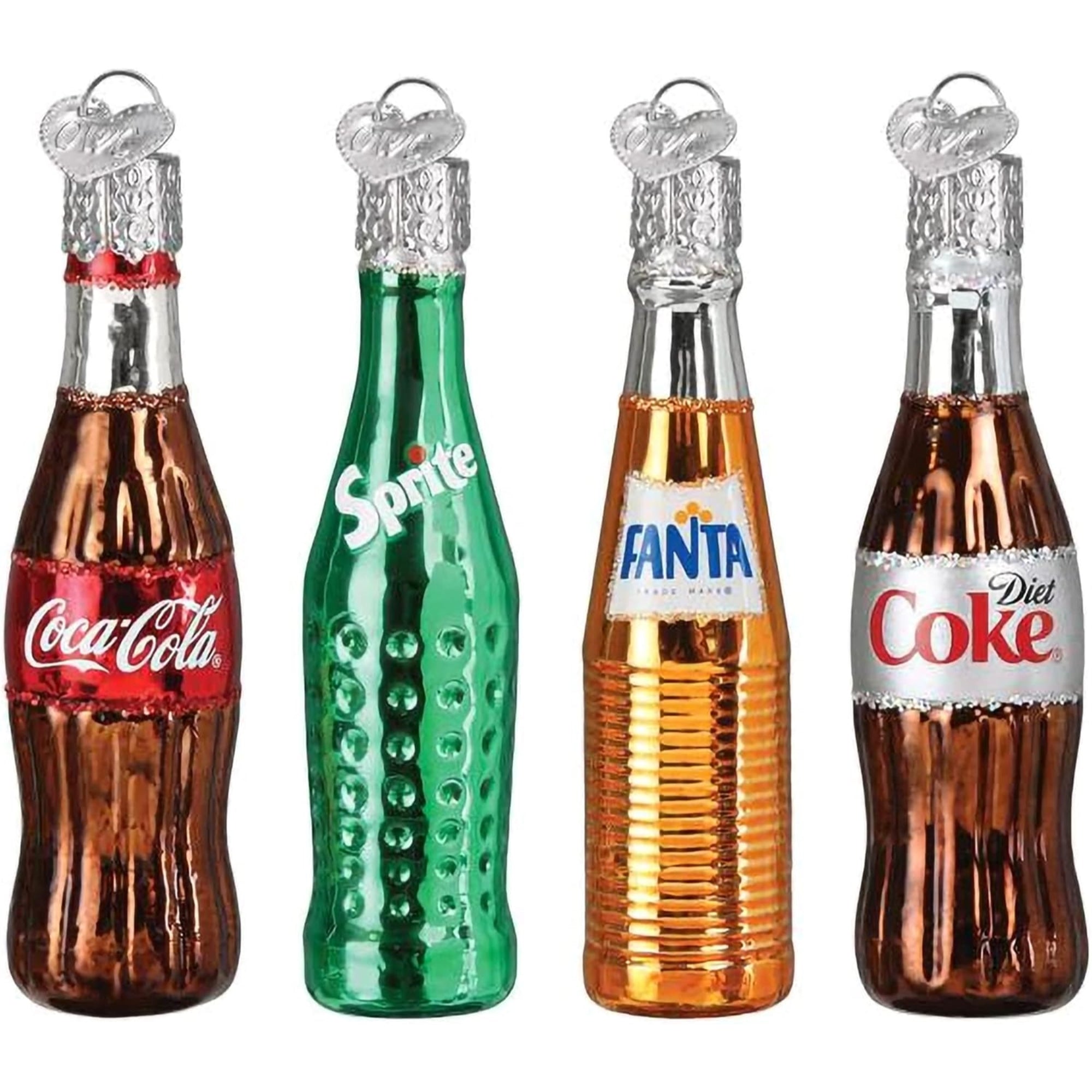 Old World Christmas Blown Glass Ornament for Christmas Tree, Coca-Cola Mini Beverage Set
