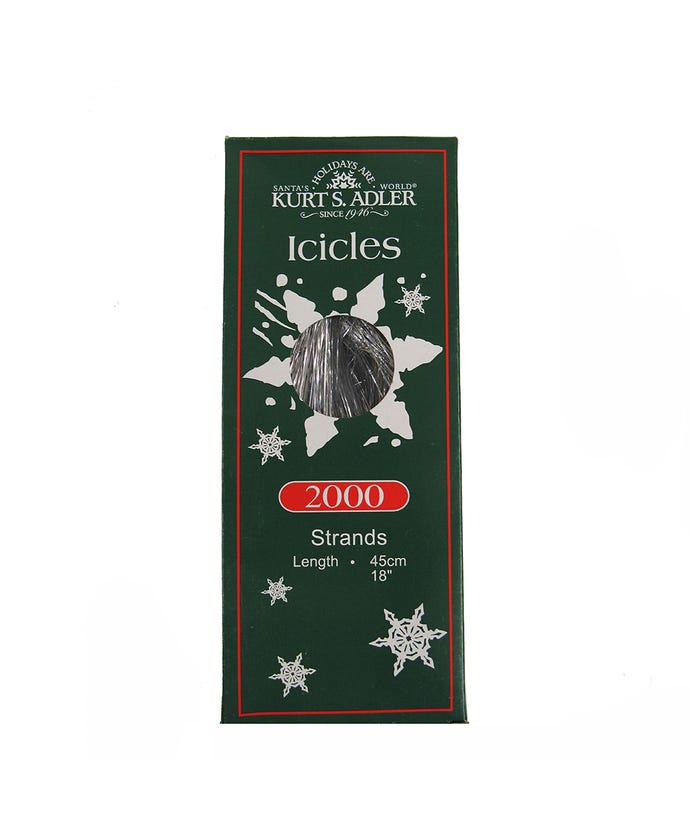 Kurt Adler Christmas Decorations, Silver Icicle Strands, 18" (2,000 Strand Count)