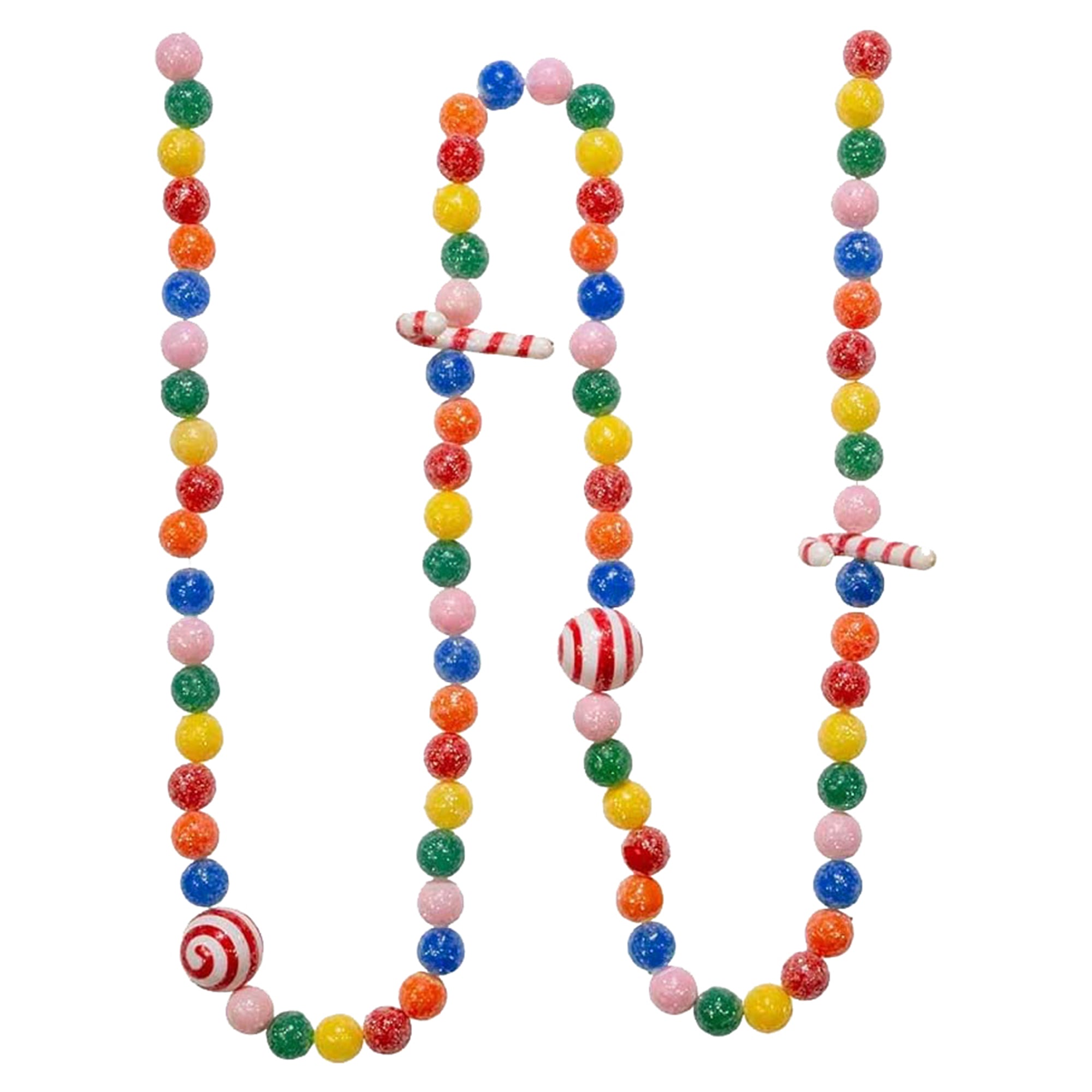 Kurt Adler Plastic Candy Cane and Candy Ball Garland, Multicolored, 6ft