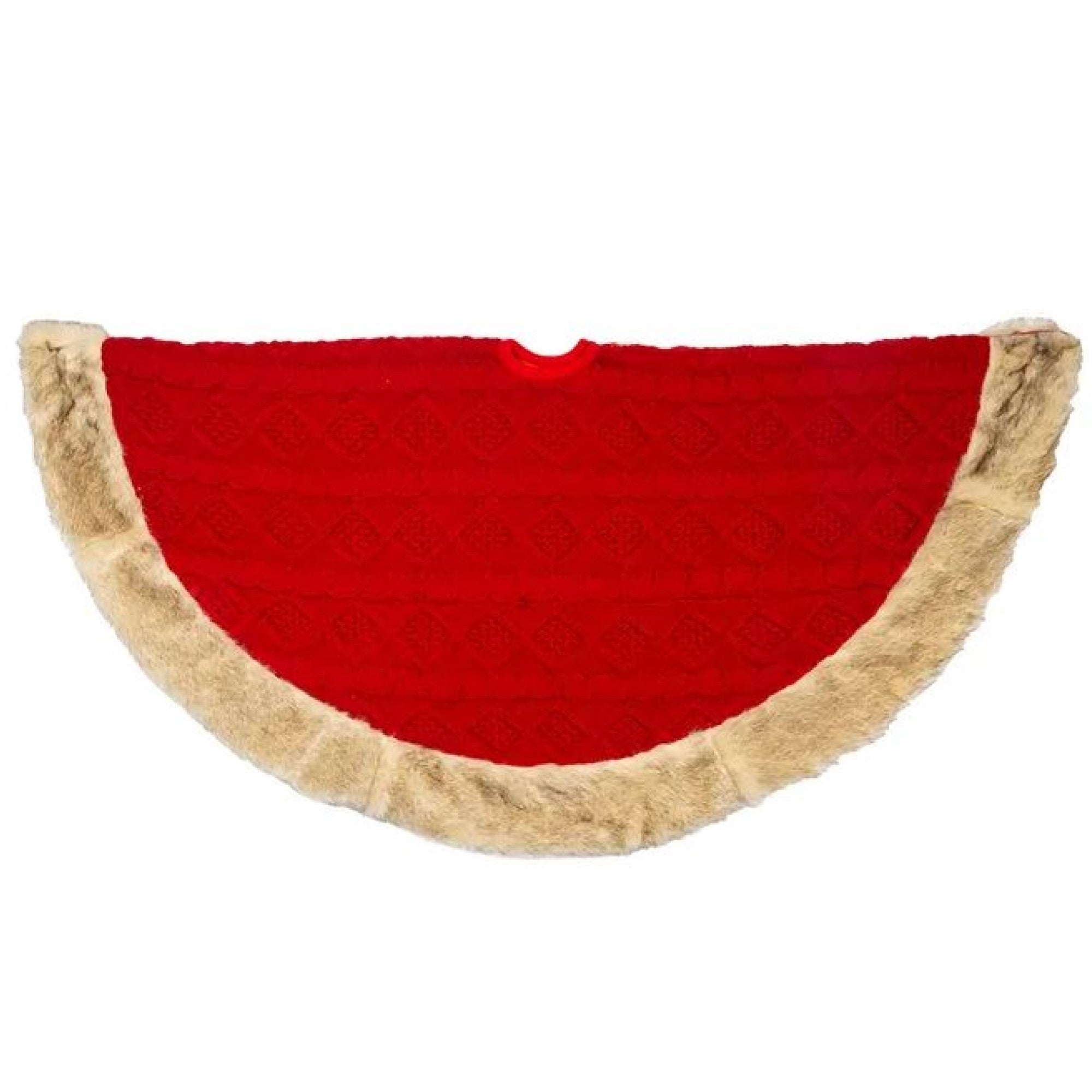 Kurt Adler Knit Christmas Tree Skirt, Red and Tan, 48in