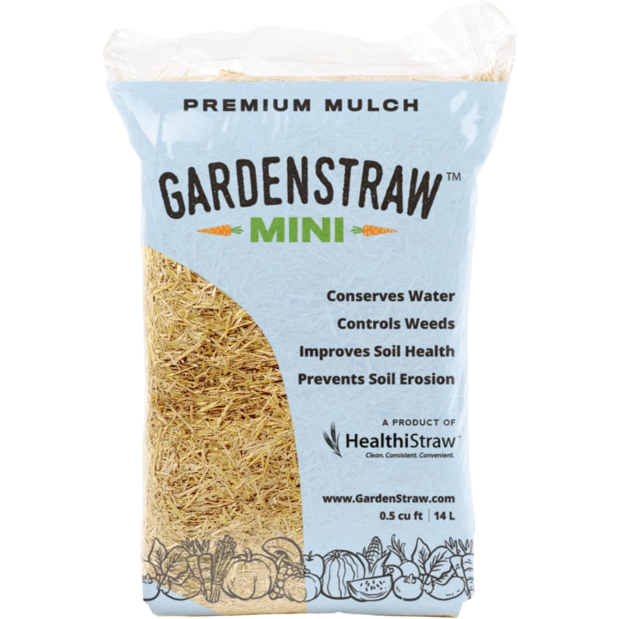 HealthiStraw GardenStraw Mini, Clean, All-Natural, Biodegradable, Sustainable Garden Straw Mulch for Gardens, 0.5 cu ft