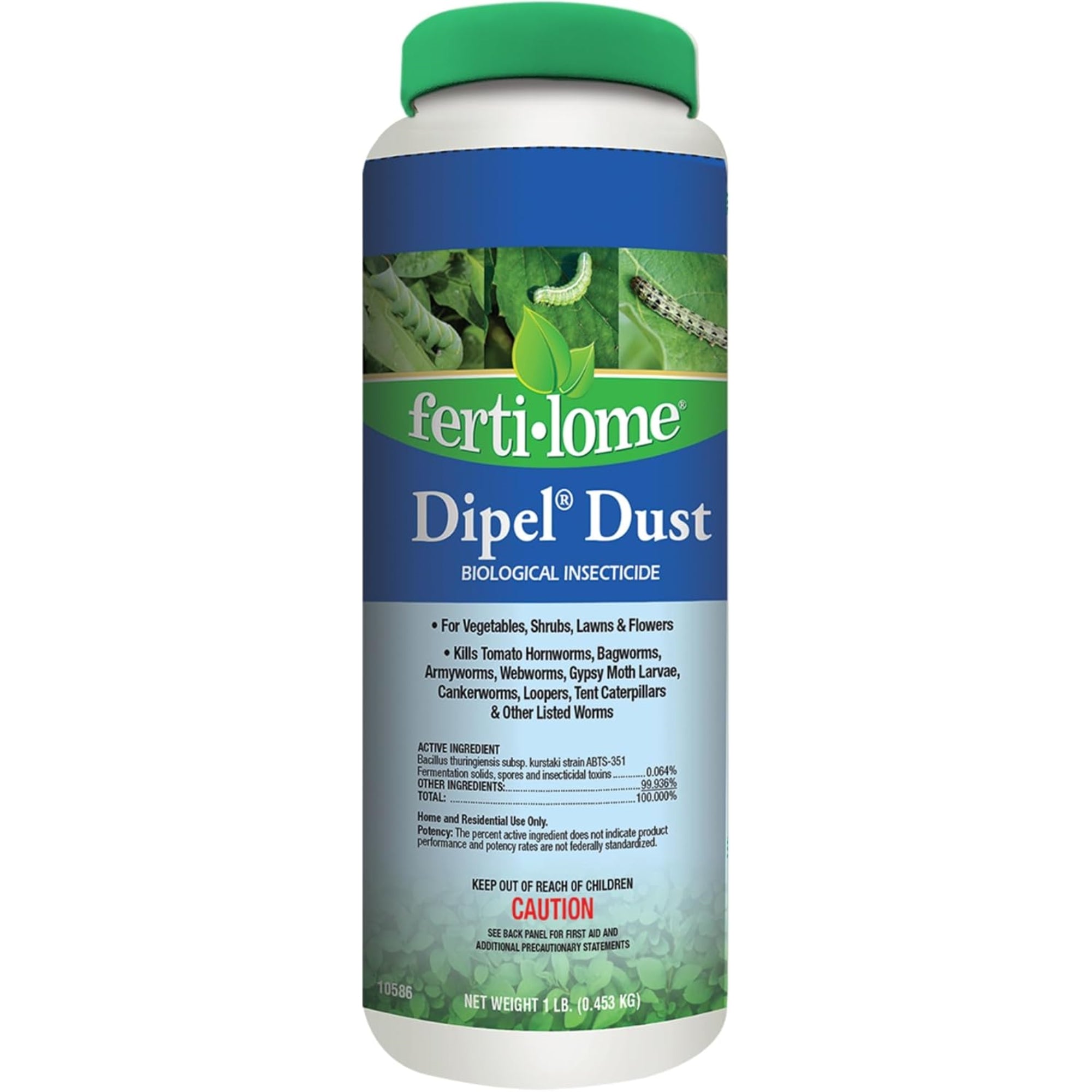 Ferti-lome Dipel Dust Biological Insecticide for Vegetables, Shrubs, Lawns, Flowers, 1 lb