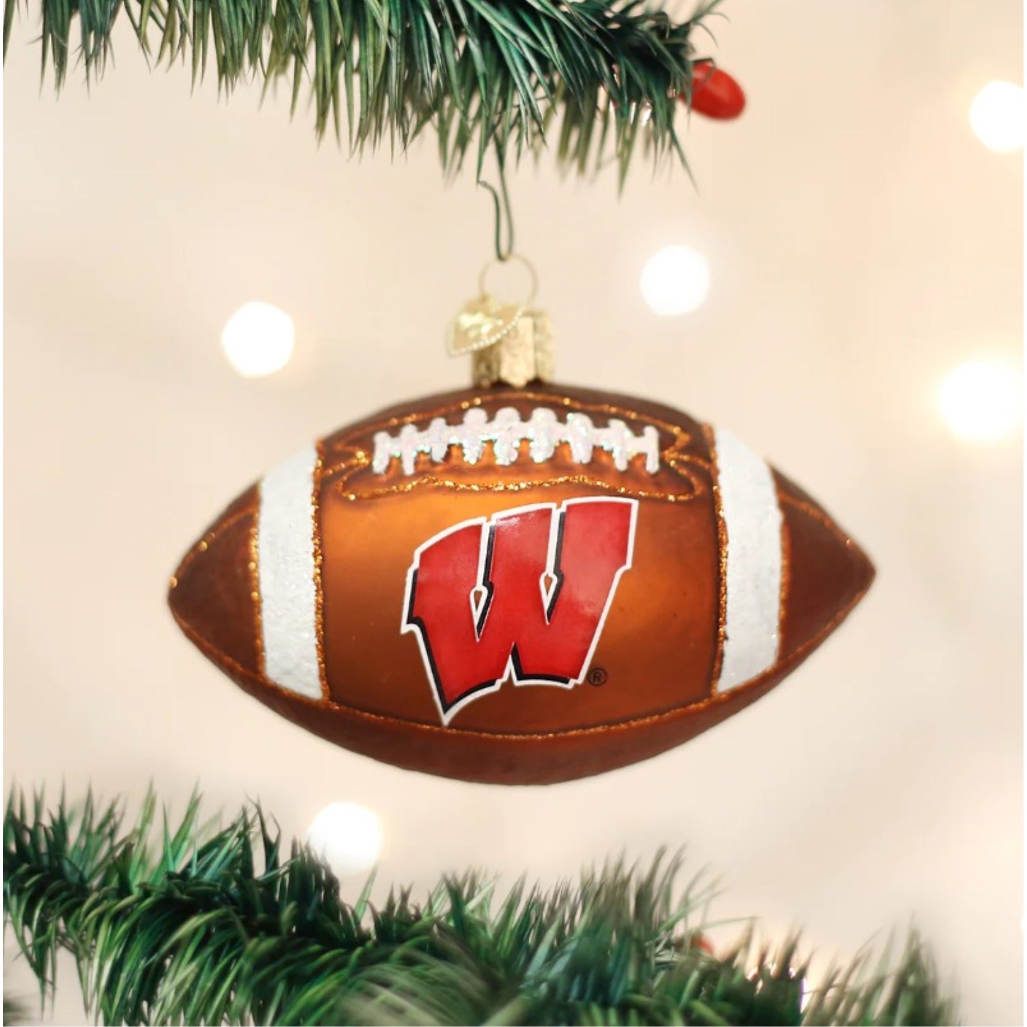 Old World Christmas Blown Glass Ornament for Christmas Tree, Wisconsin Badgers Football