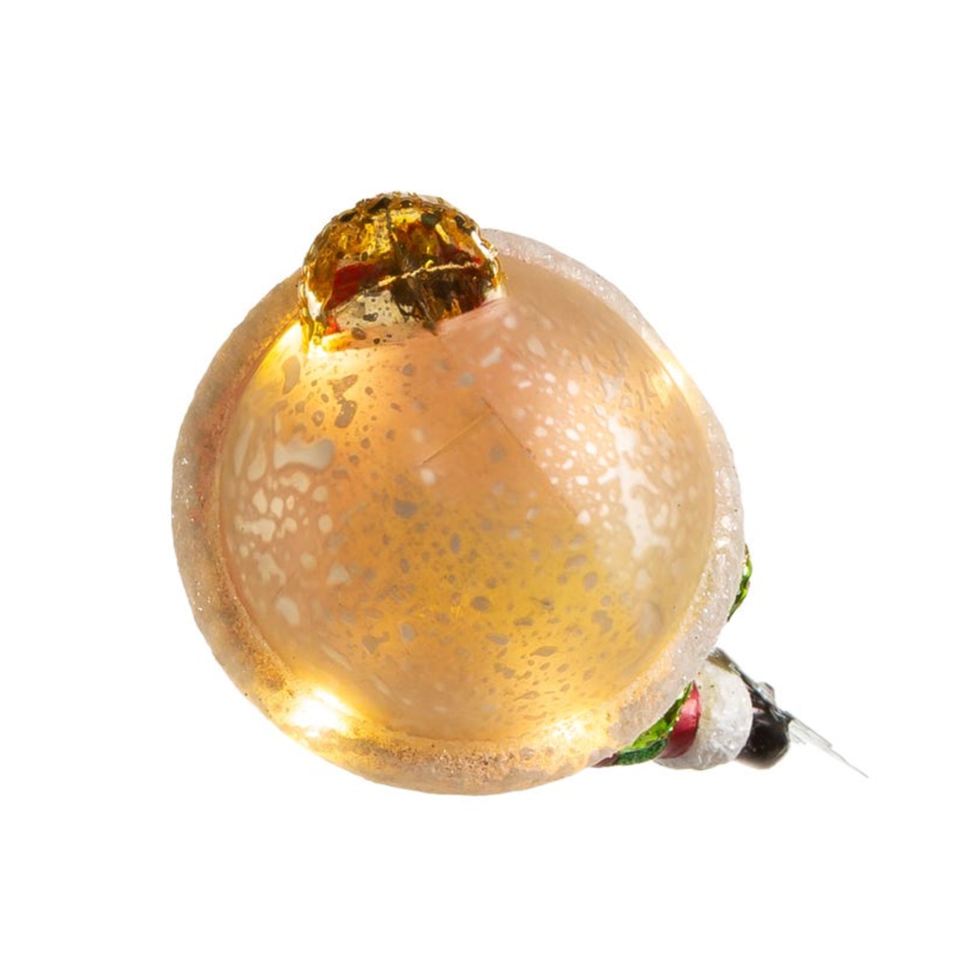 Kurt Adler Pre-lit Hanging Glass Ornament, Warm White LED's, USB-Powered Snowman with Snowflake
