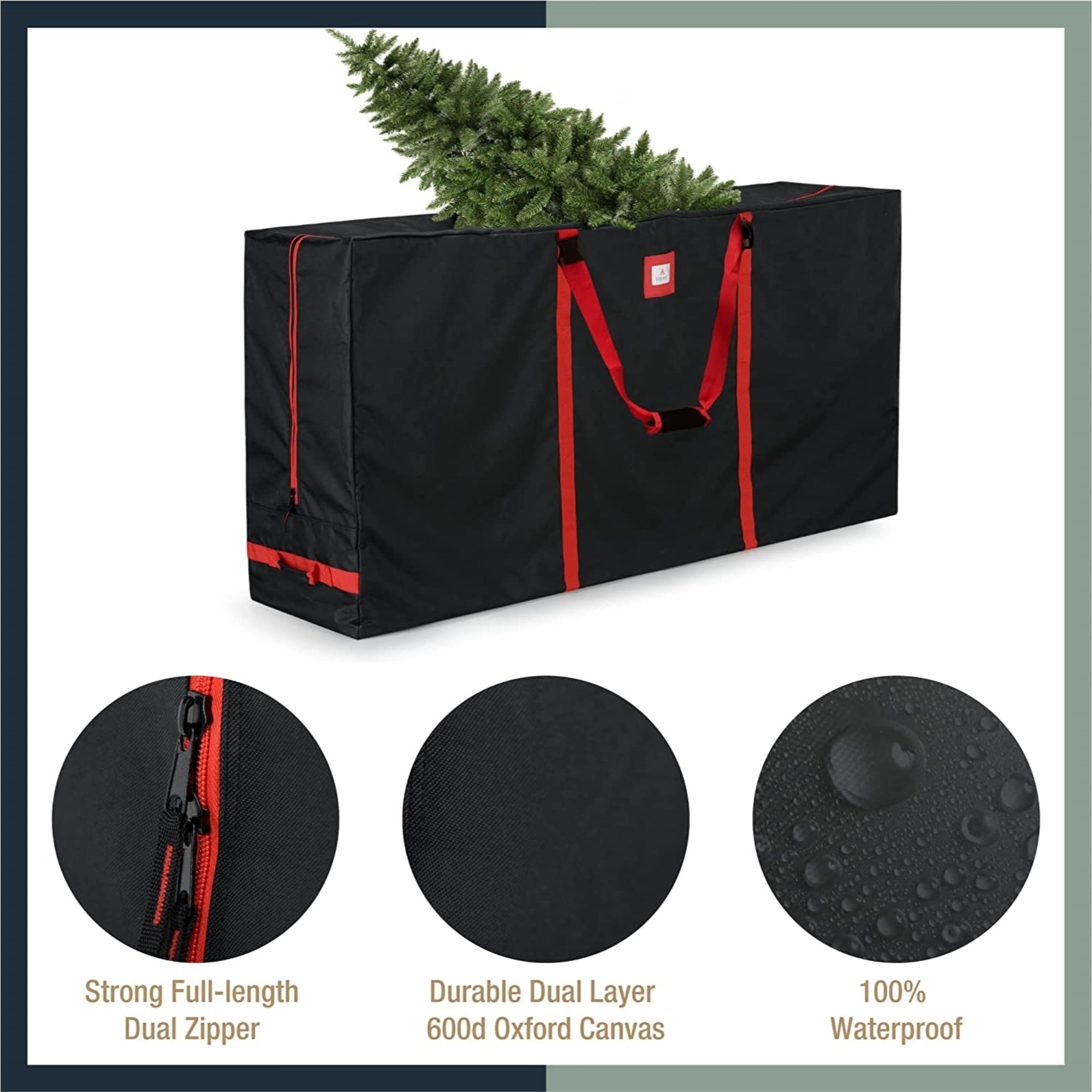 Tree Nest Rolling Christmas Tree Storage Bag with Wheels for 7.5-foot Disassembled Artificial Christmas Tree, Waterproof - Black, Medium