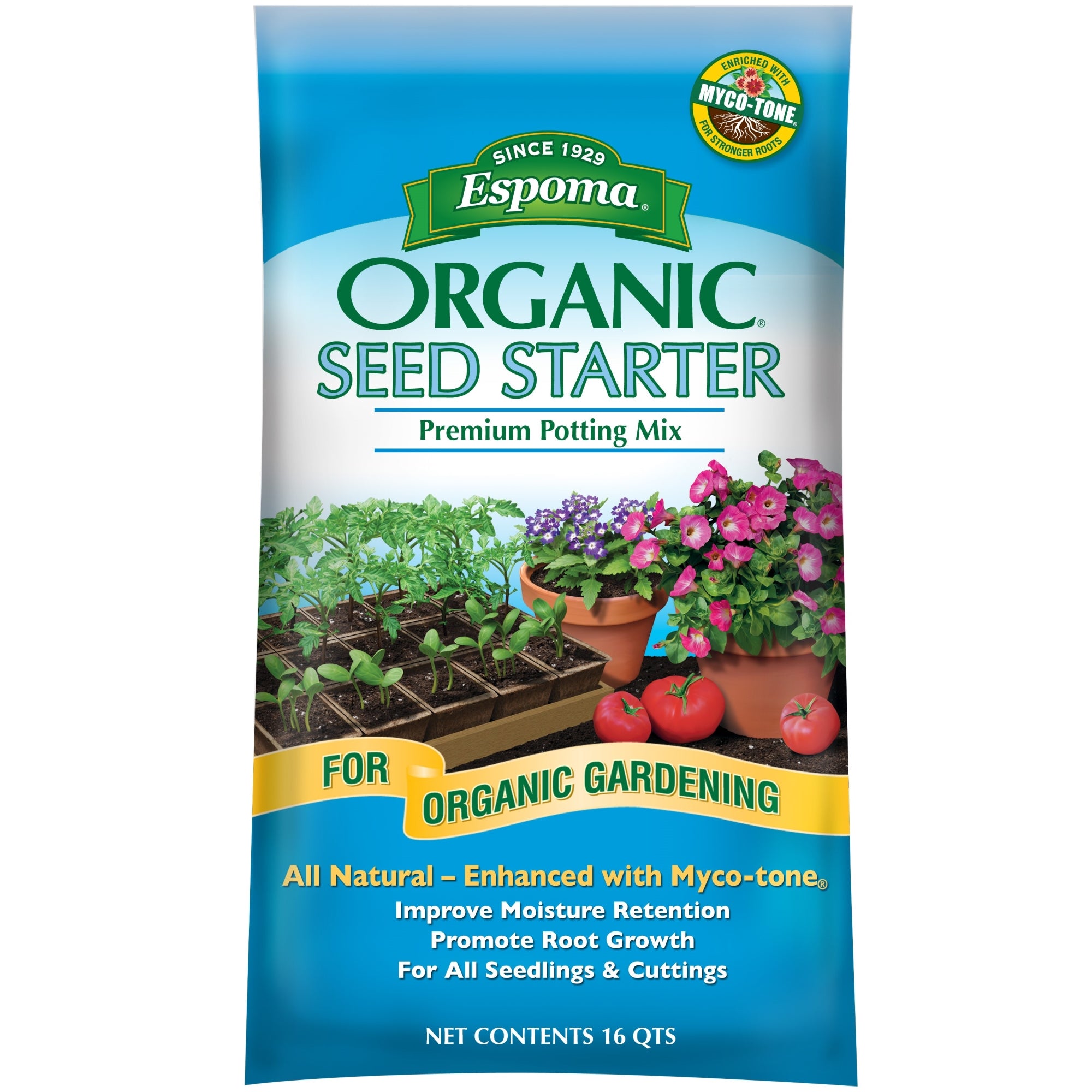 Espoma Organic Seed Starter Premium Potting Soil Mix for Organic Gardening for Seedlings and Cuttings, All Natural, Enhanced with Mycro-tone