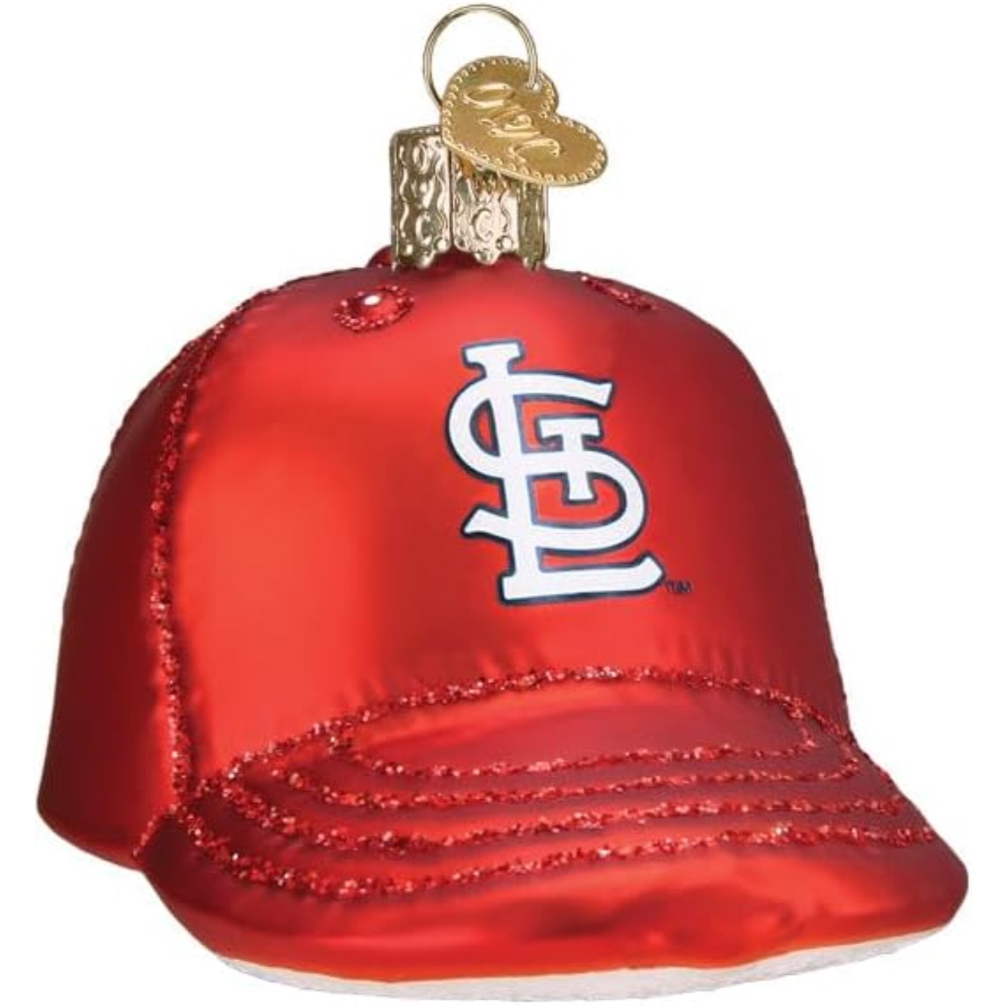 Old World Christmas Blown Glass Ornament for Christmas Tree, St. Louis Cardinals Baseball Cap