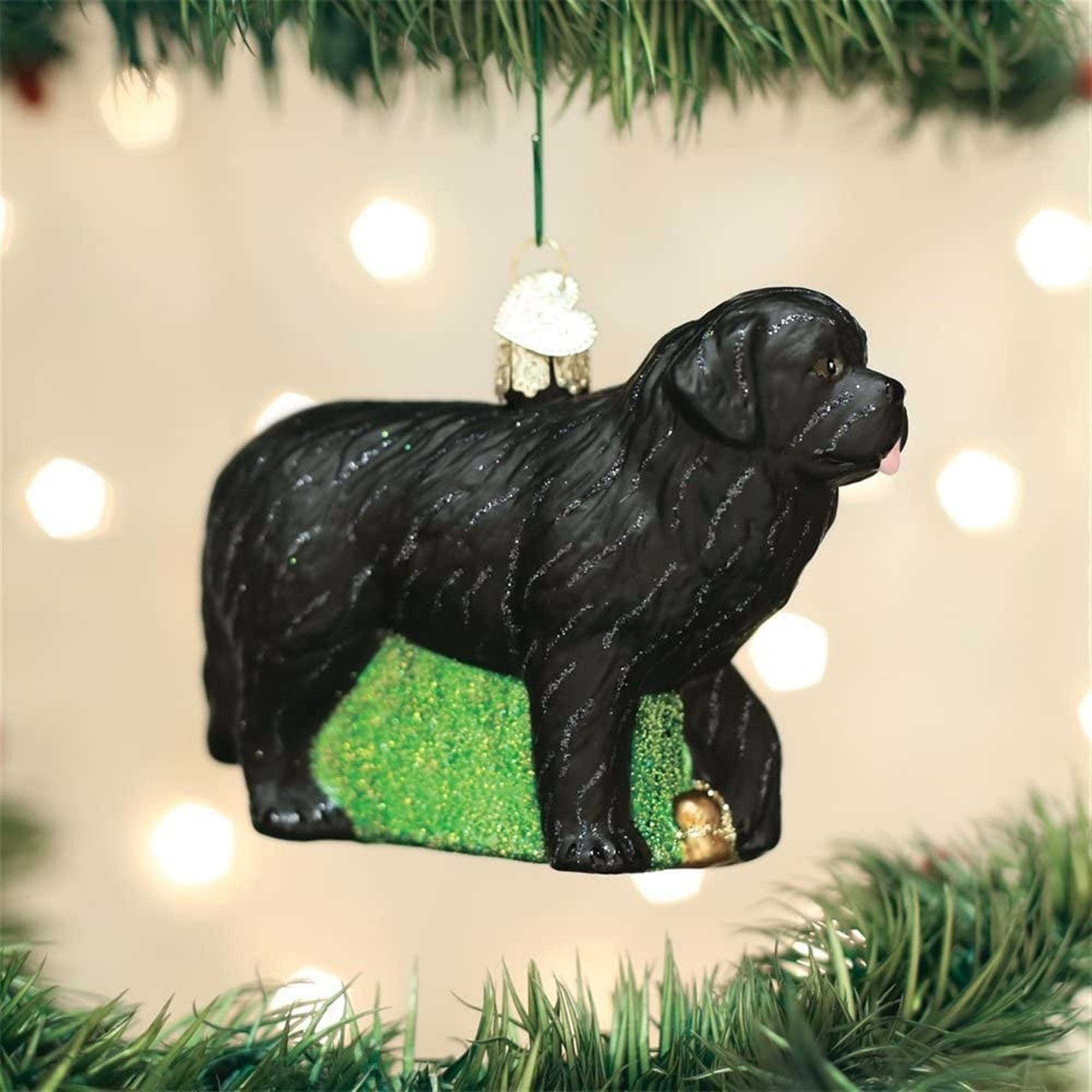 Old World Christmas Blown Glass Ornament for Christmas Tree, Black Newfoundland