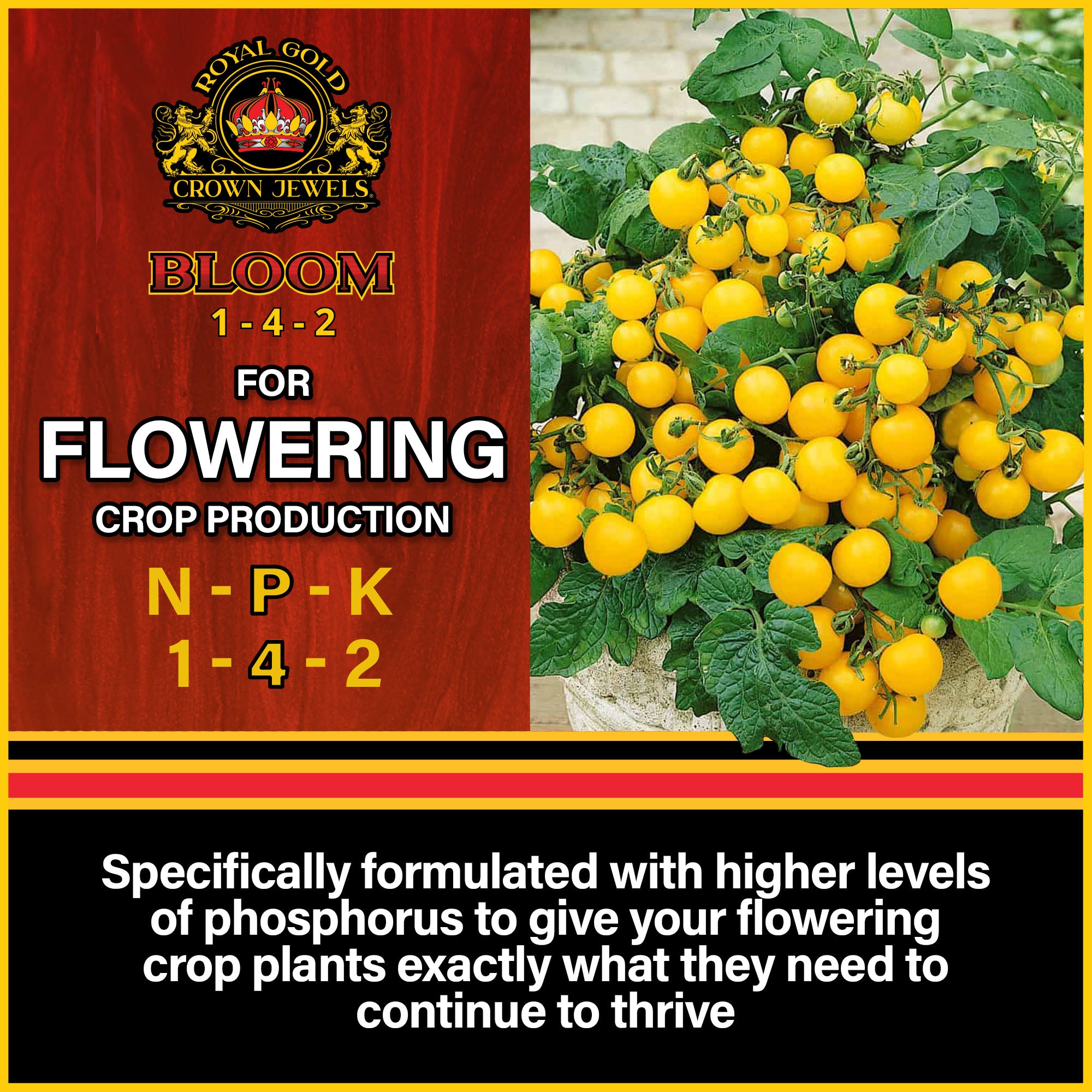 Royal Gold Crown Jewels Organic Bloom 1-4-2 Dry Soluble Fertilizer for Feeding Flowering Crops