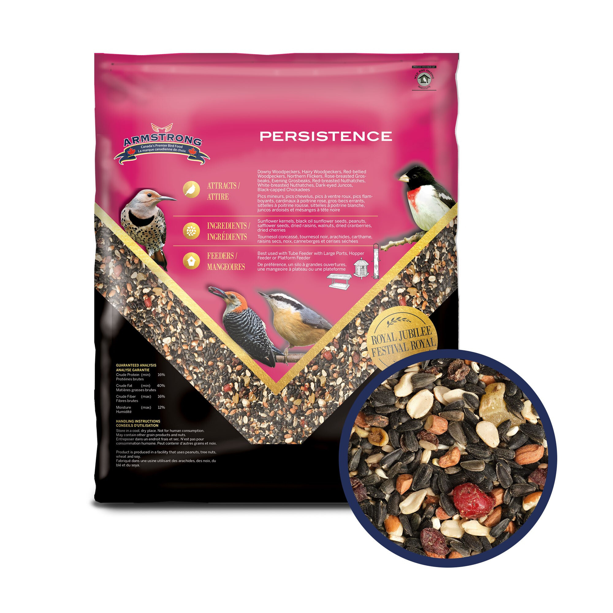 Armstrong Wild Bird Food Royal Jubilee Persistence Bird Seed Blend for Woodpeckers