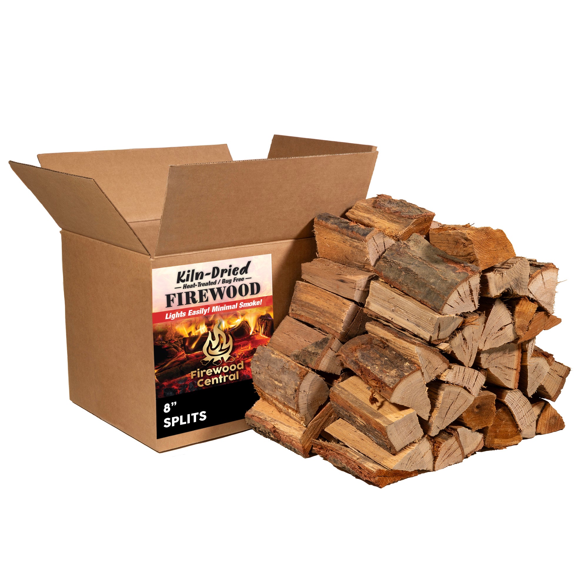 Firewood Central Kiln-Dried PA Hardwood – 8” Splits (30–35 Pieces) – Smoking Wood for Pizza Ovens, BBQ & Fire Pits – Easy Light, Low Smoke, USA Sourced