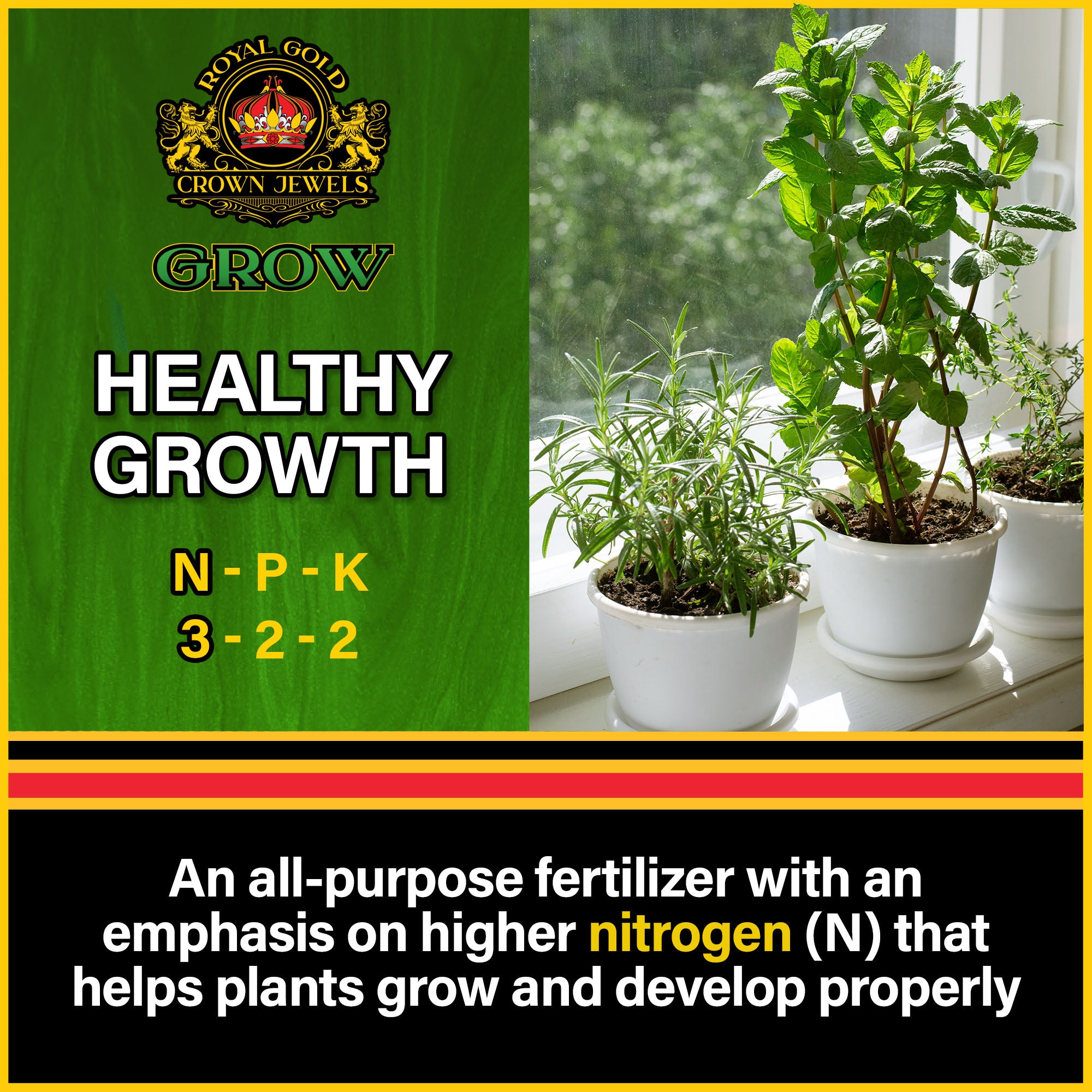 Royal Gold Crown Jewels Organic Grow 3-2-2 Dry Soluble Fertilizer for Plant Feeding and Growth