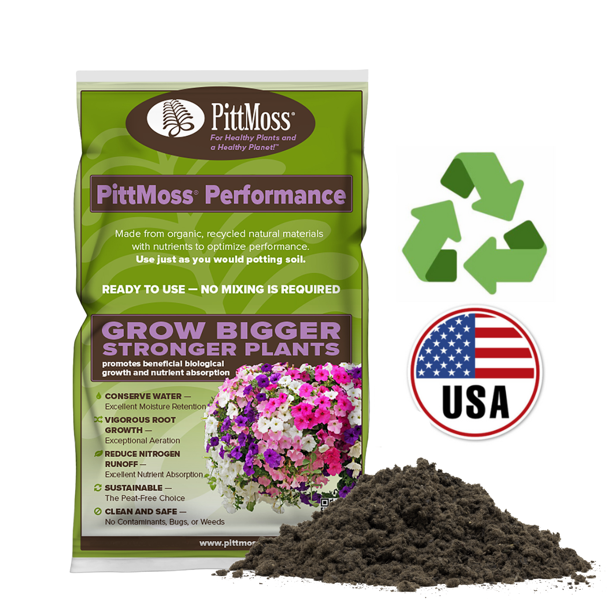 PittMoss Performance Peat Free Potting Mix With Controlled Release Fertilizer