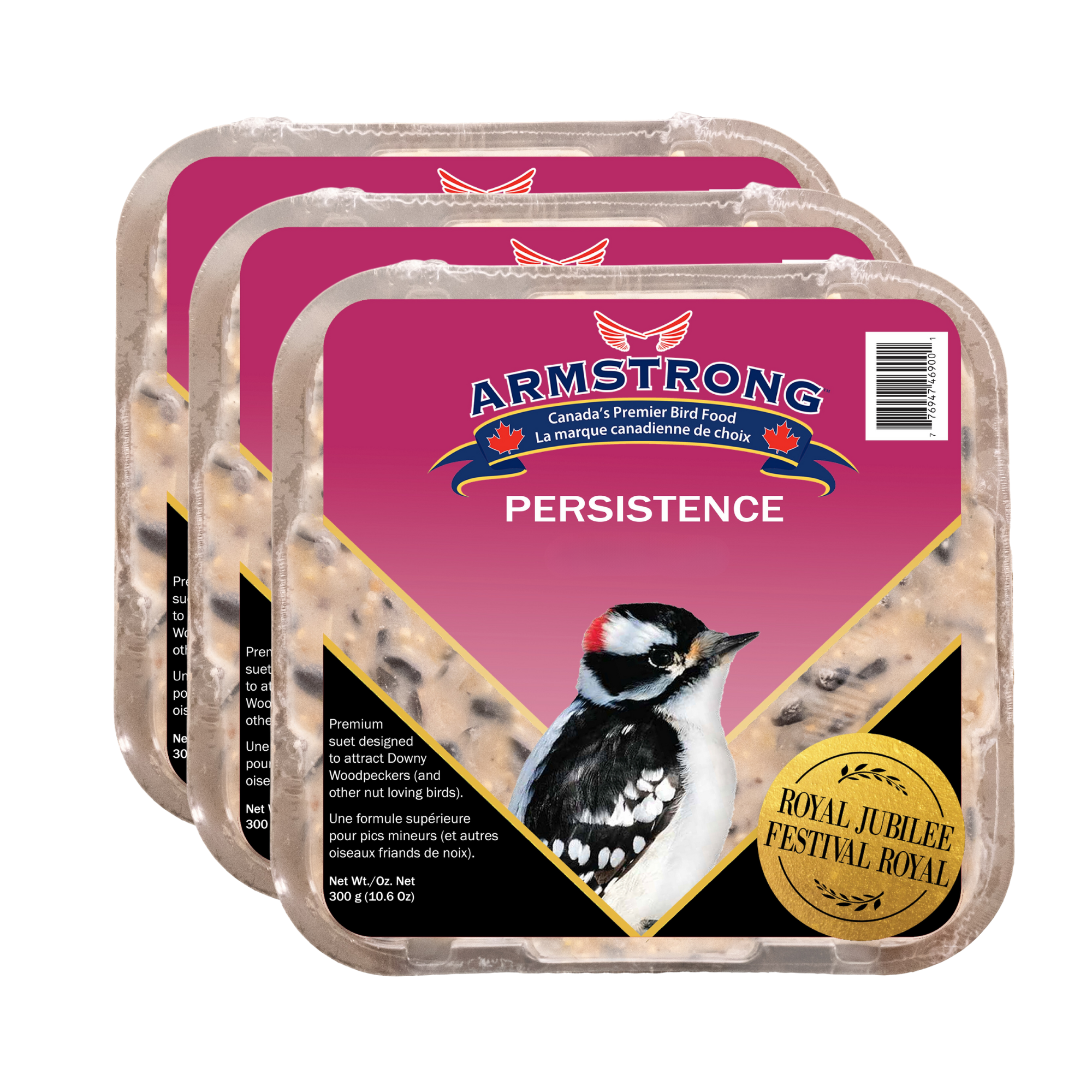 Armstrong Wild Bird Food Royal Jubilee Persistence Suet Cake for Woodpeckers, 10.6oz (Pack of 3)