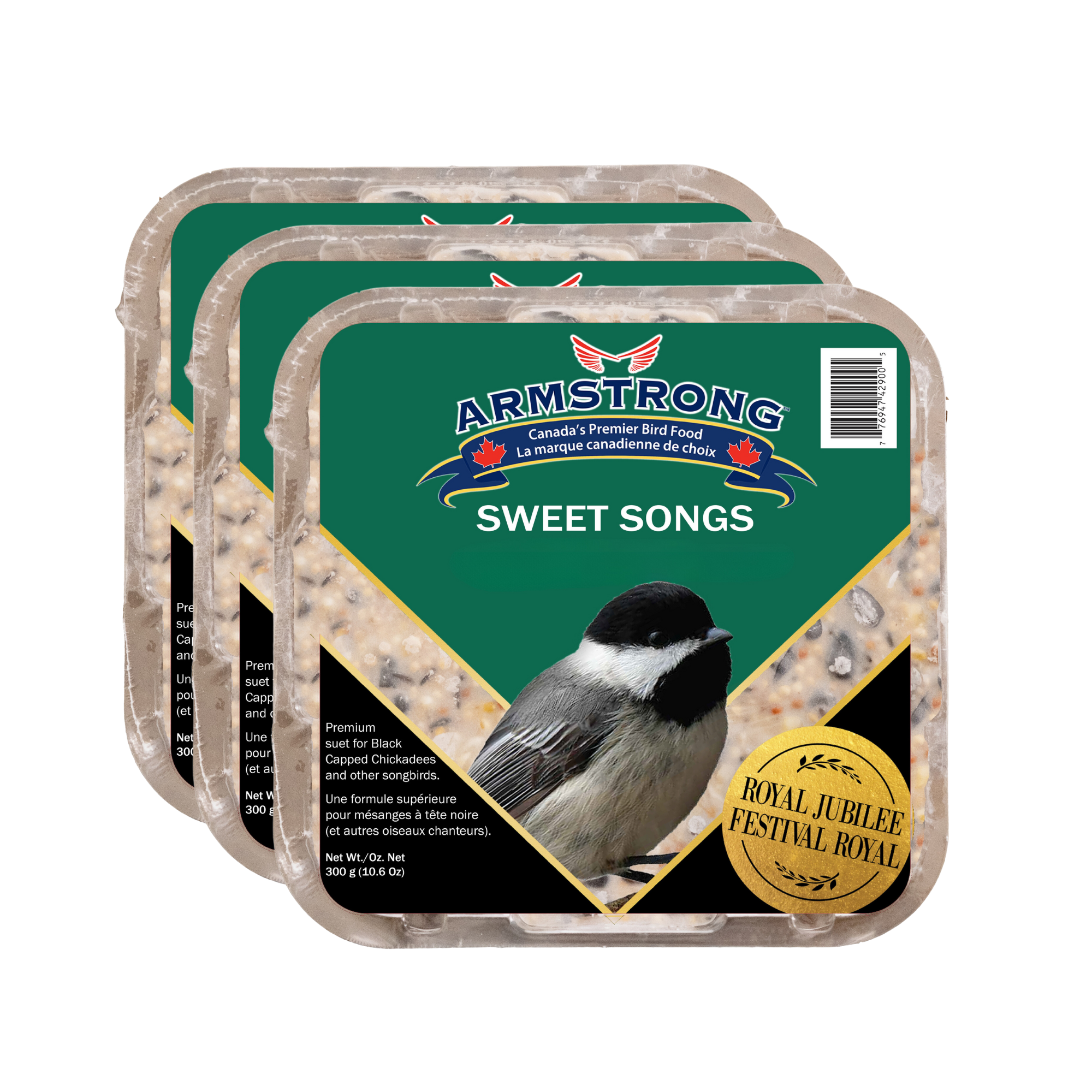 Armstrong Wild Bird Food Royal Jubilee Sweet Songs Suet Cake for Songbirds, 10.6oz (Pack of 3)