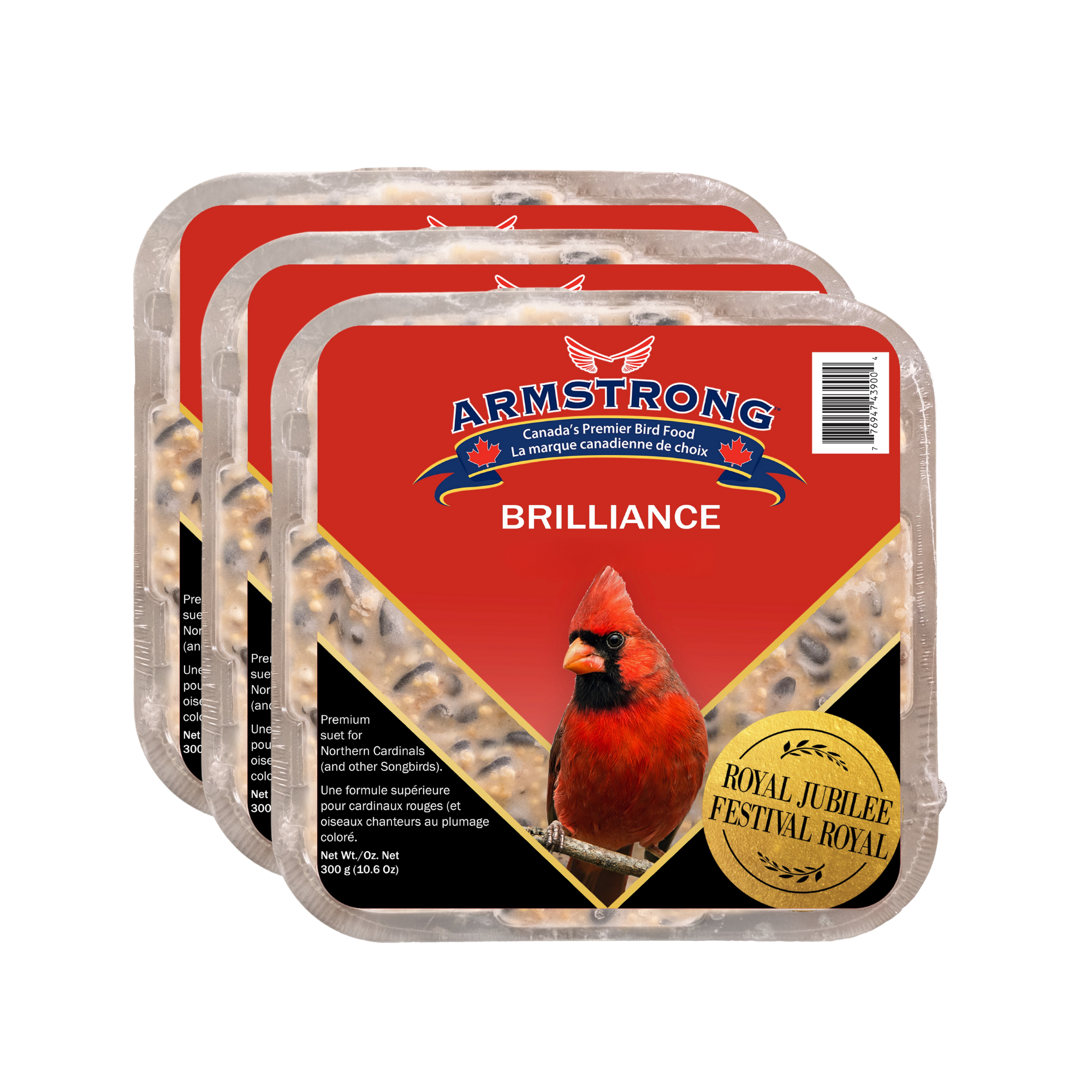 Armstrong Wild Bird Food Royal Jubilee Brilliance Suet Cake for Northern Cardinals, 10.6oz (Pack of 3)