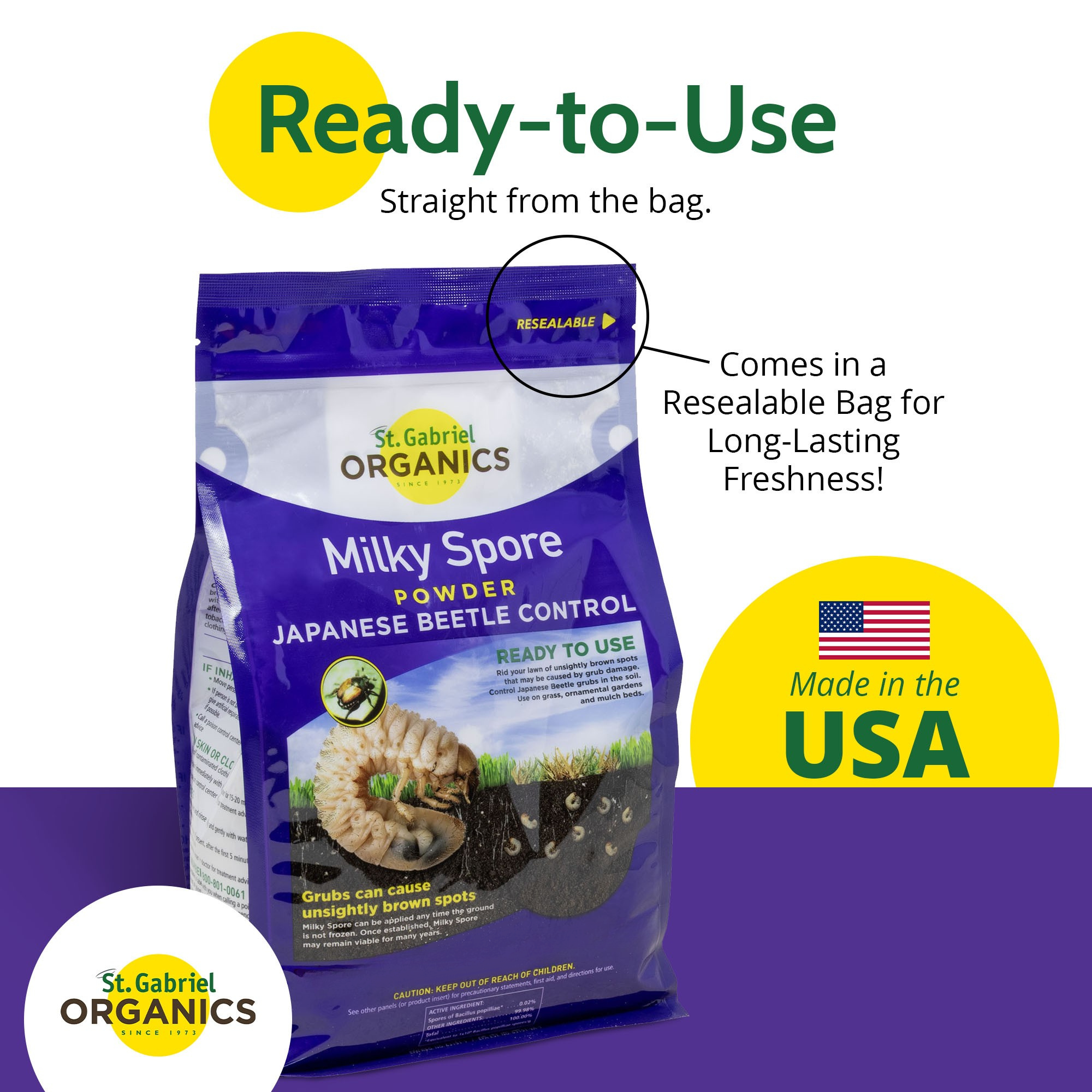 St. Gabriel Organics Milky Spore Japanese Beetle Grub Killer Powder