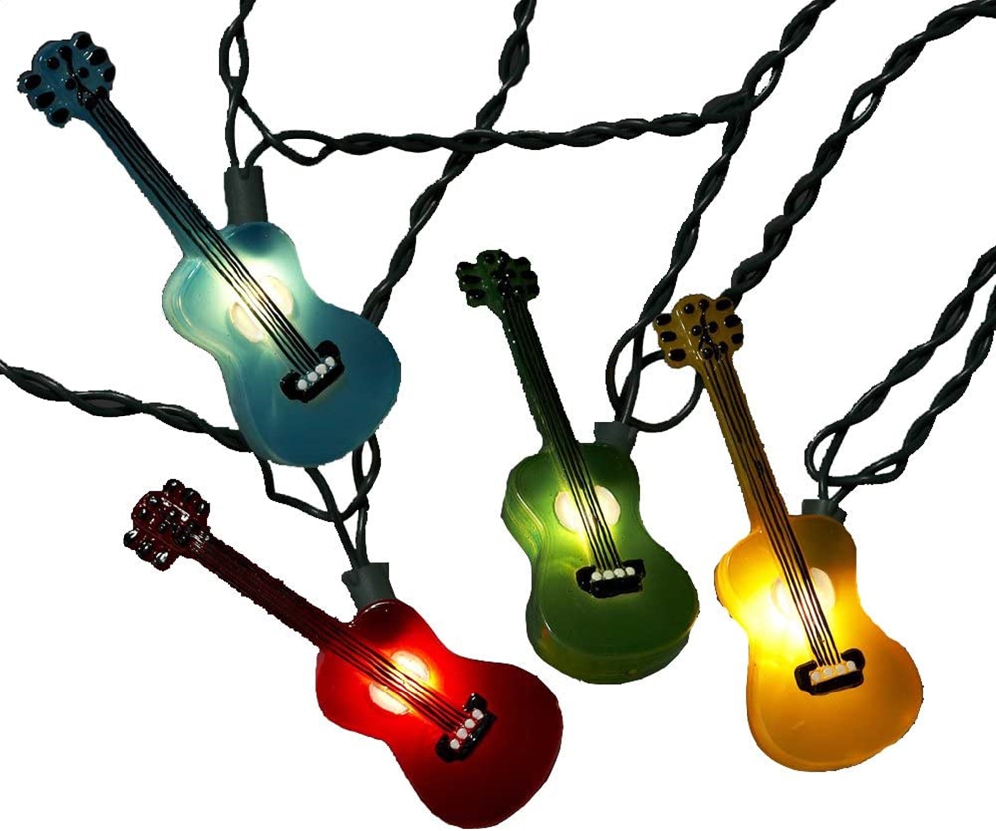 Kurt Adler Indoor/Outdoor Novelty Light Set, 10 UL Listed Incandescent Lights, Guitars, 11.5ft