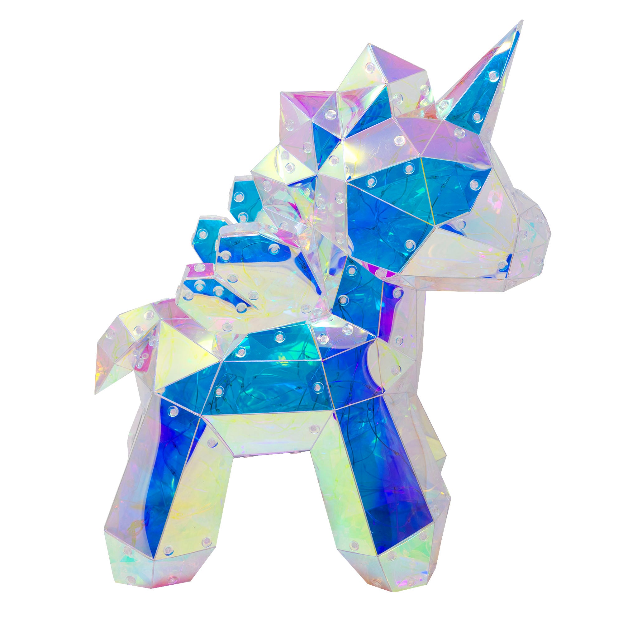 Kurt Adler Pre-Lit Cool White LED Magical Holographic Iridescent Unicorn, 13.78in