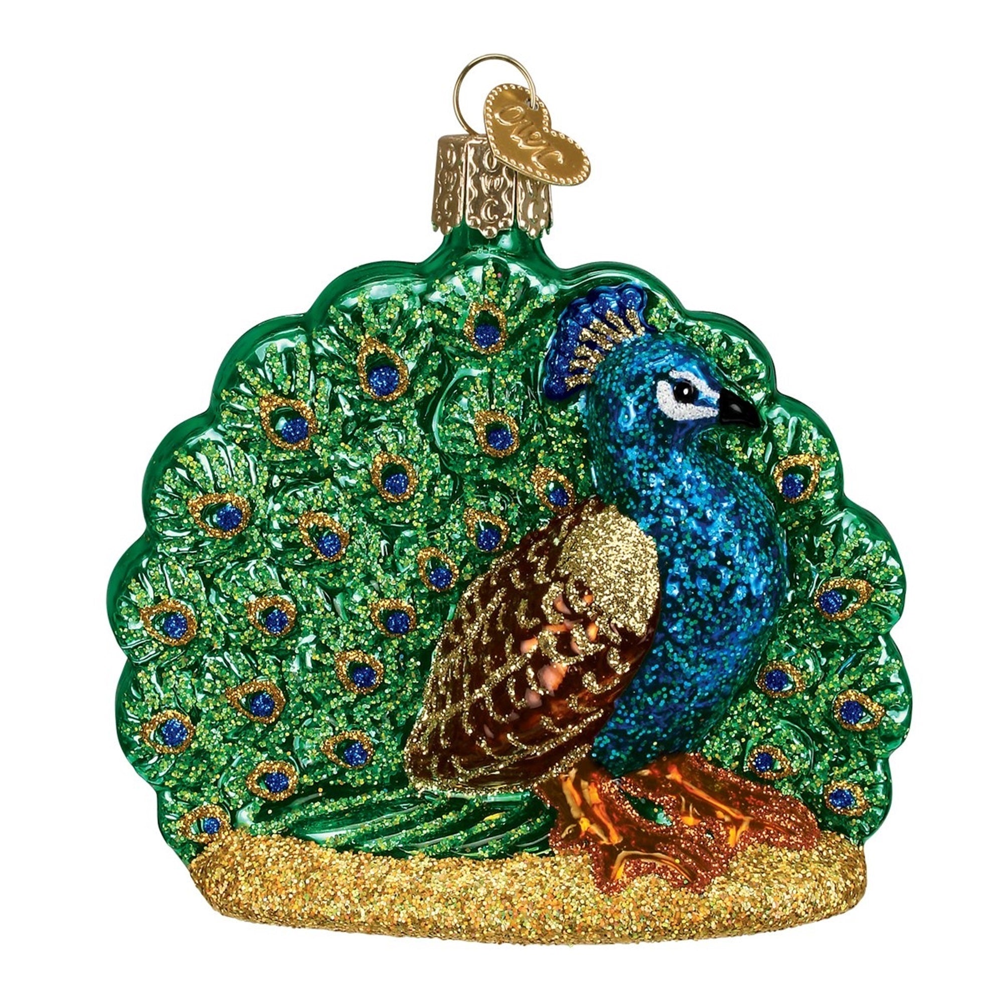 Old World Christmas Blown Glass Ornament for Christmas Tree, Proud Peacock