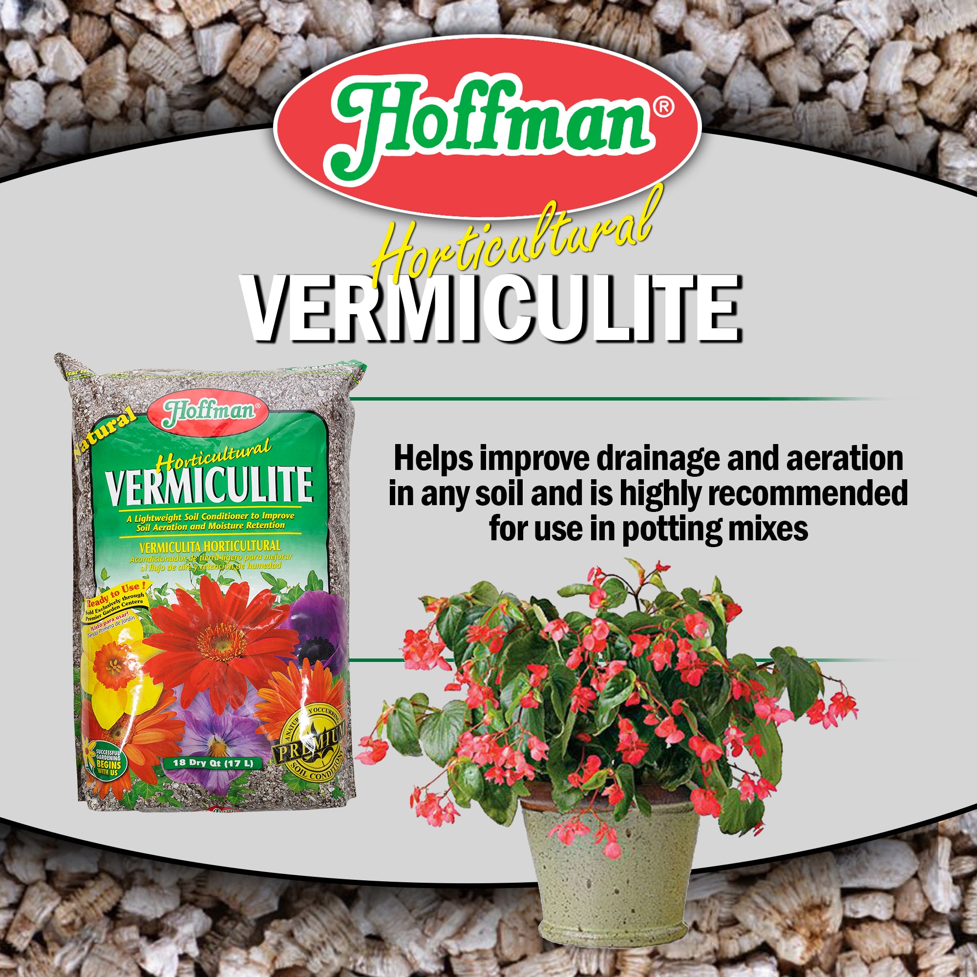 Hoffman Horticultural Vermiculite Lightweight Garden Soil Conditioner for Aeration and Moisture Retention