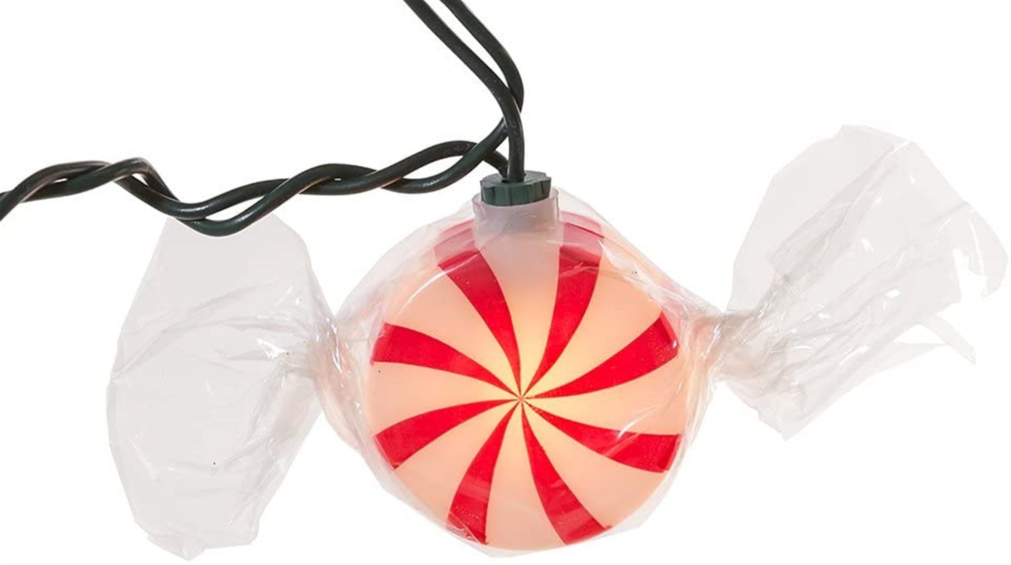 Kurt Adler Indoor/Outdoor Novelty String 10-Light Set, Peppermint Candy, 11.5'