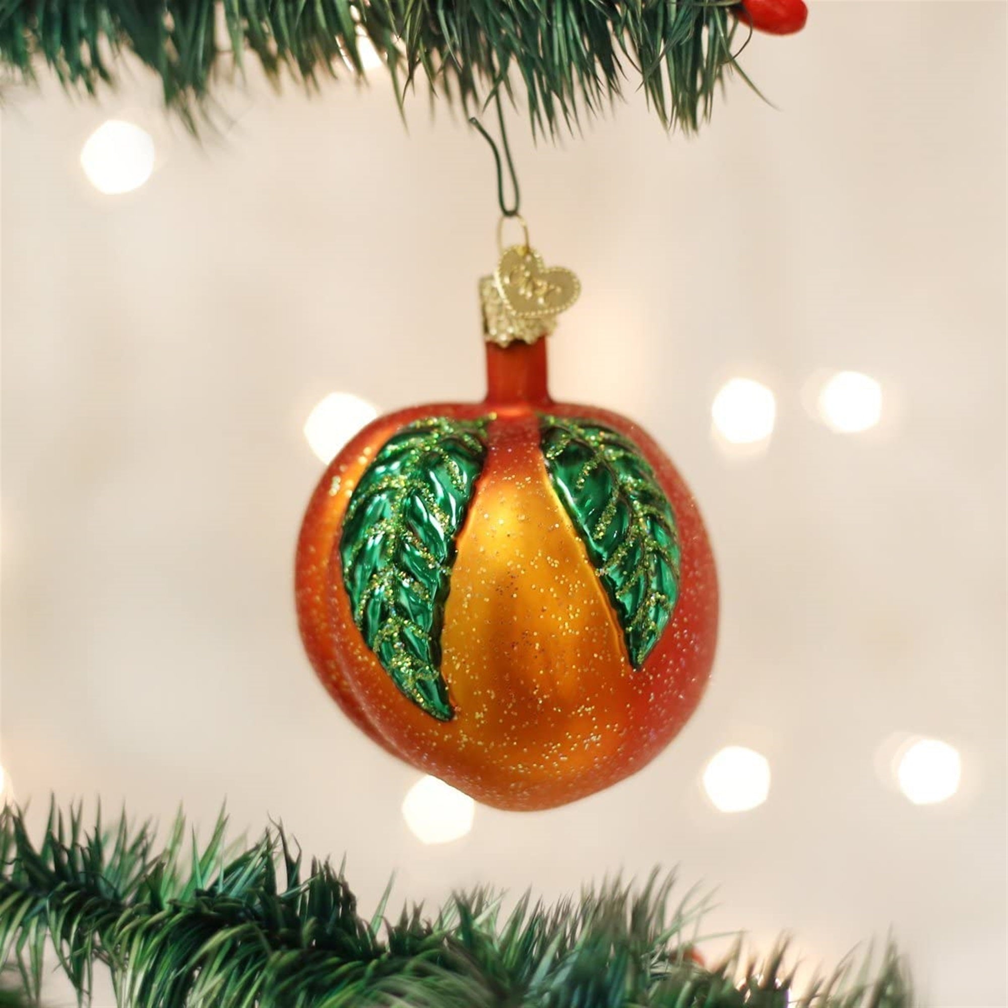 Old World Christmas Blown Glass Ornament for Christmas Tree, Peach