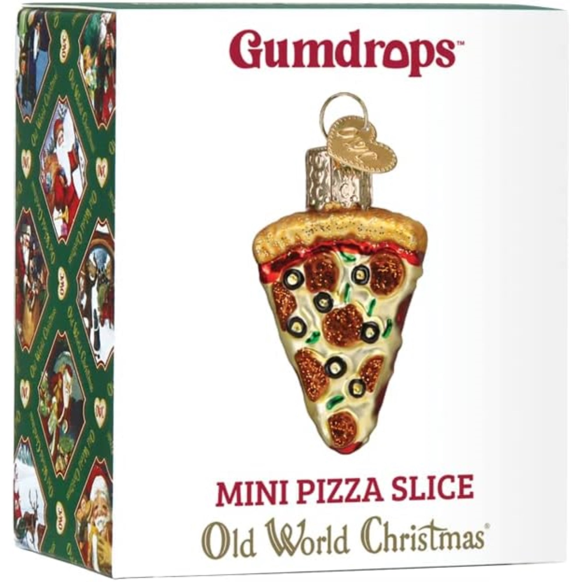 Old World Christmas Blown Glass Mini Ornament for Christmas Tree, Pizza Slice