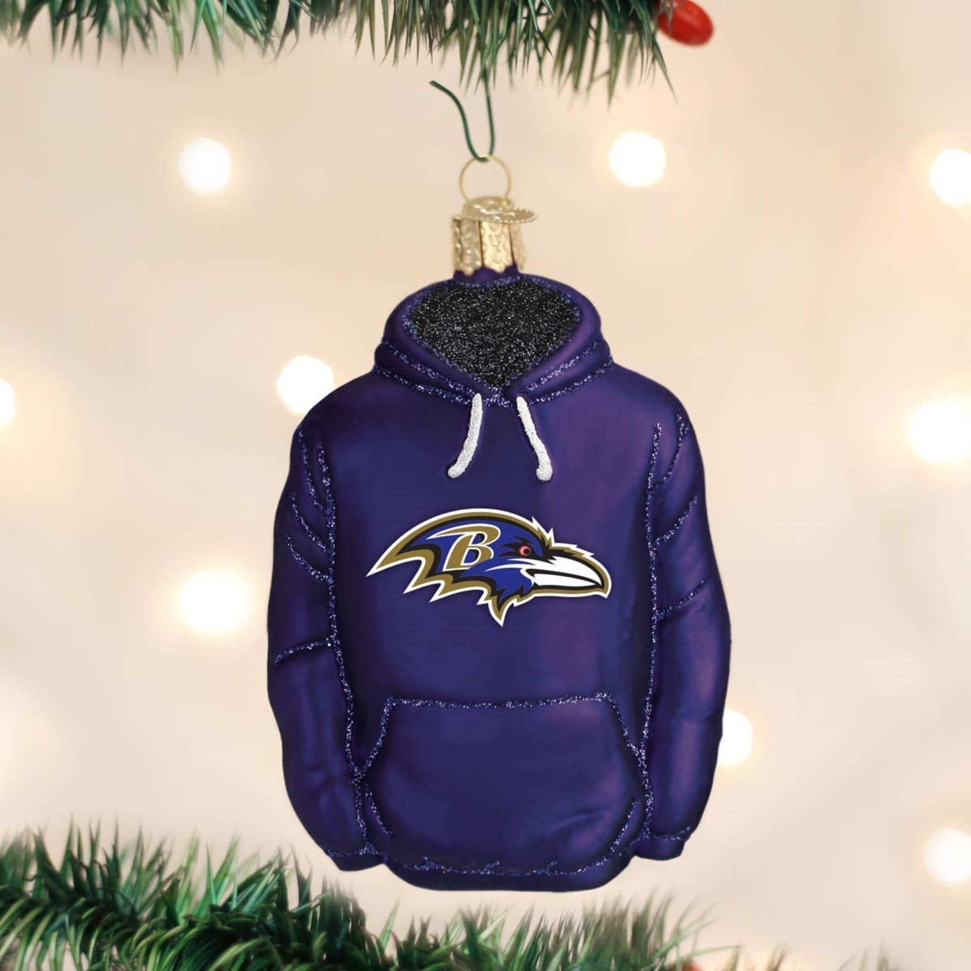 Old World Christmas Blown Glass Ornament for Christmas Tree, Baltimore Ravens Hoodie