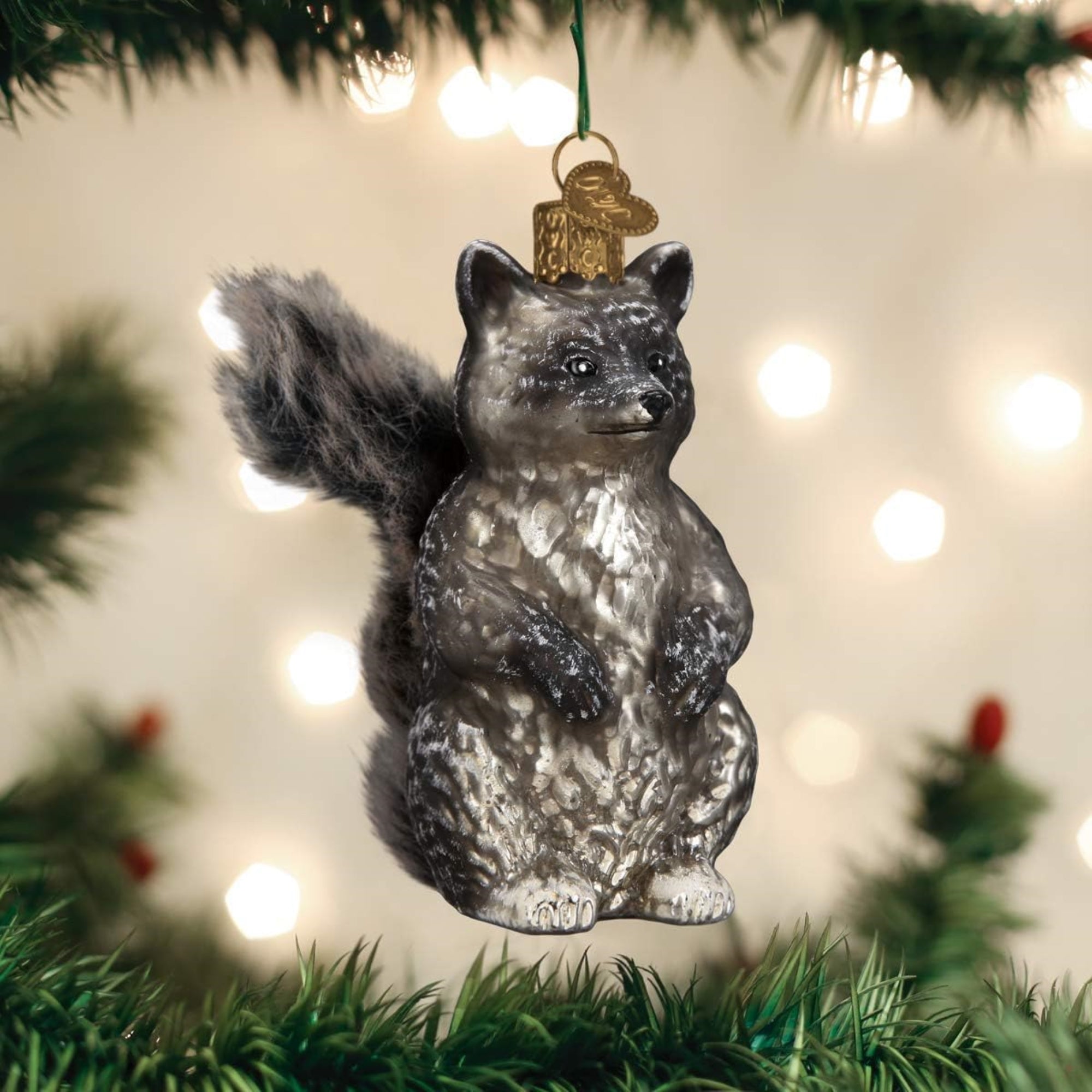 Old World Christmas Blown Glass Ornament for Christmas Tree, Vintage Raccoon