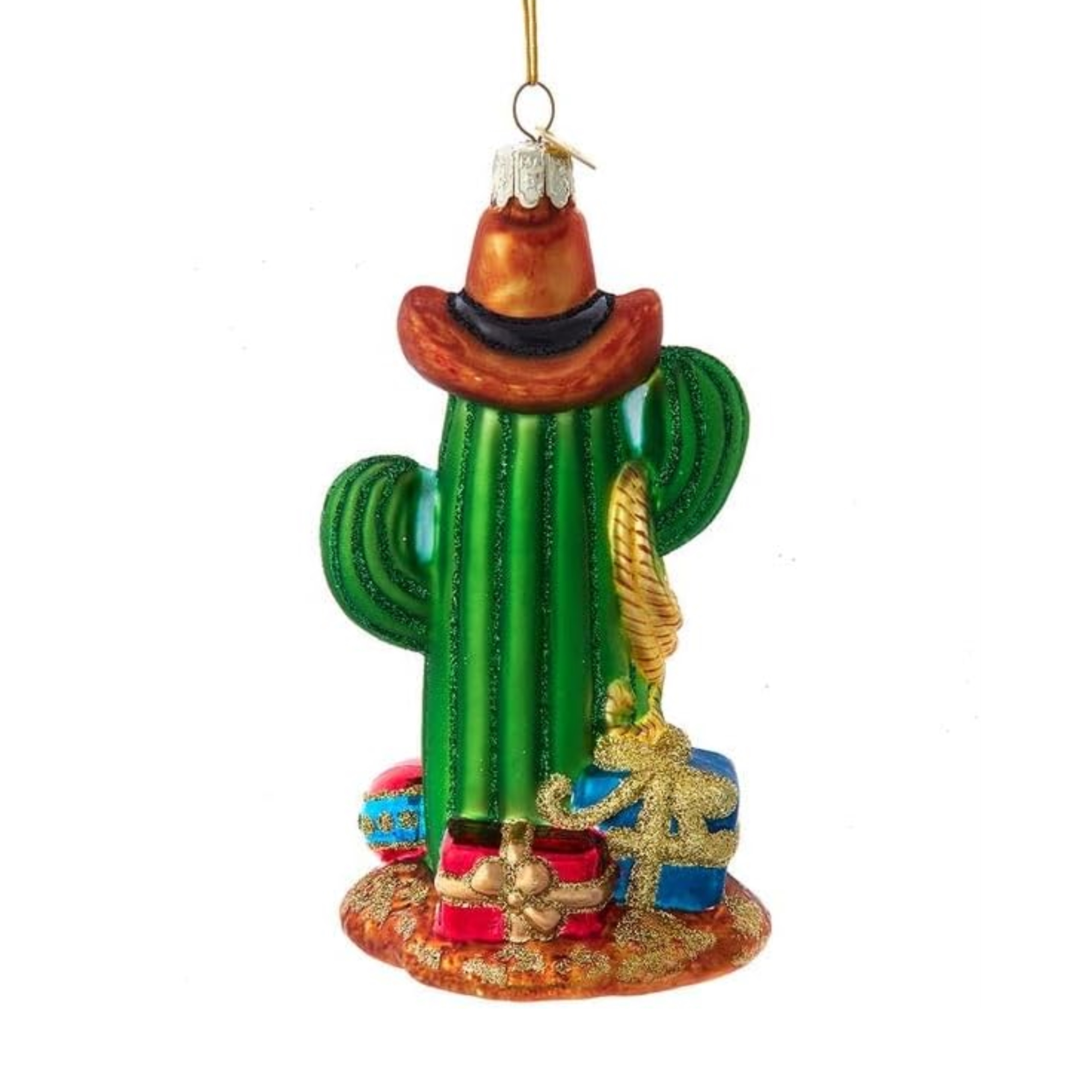 Kurt Adler Noble Gems Glass Christmas Ornament, Cowboy Cactus
