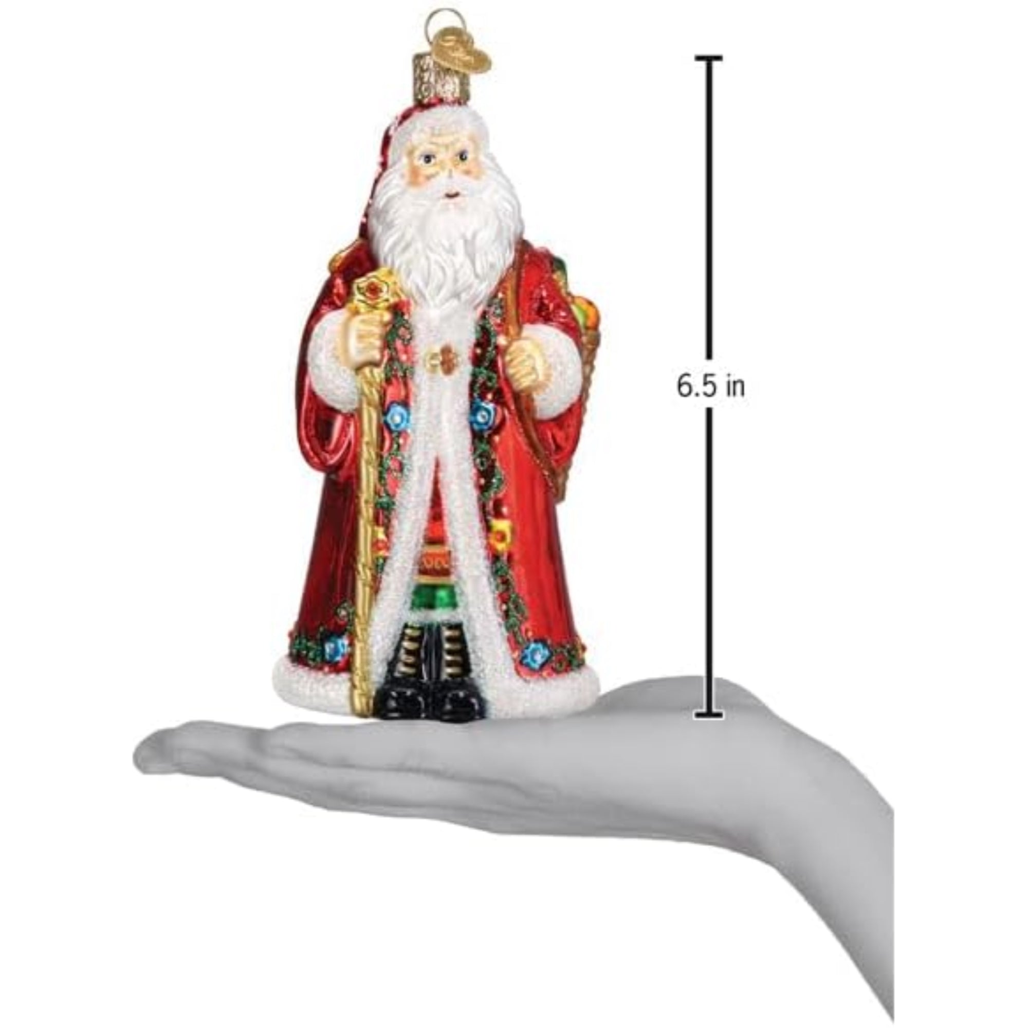 Old World Christmas Blown Glass Ornament for Christmas Tree, Norwegian Santa (with OWC Gift Box)
