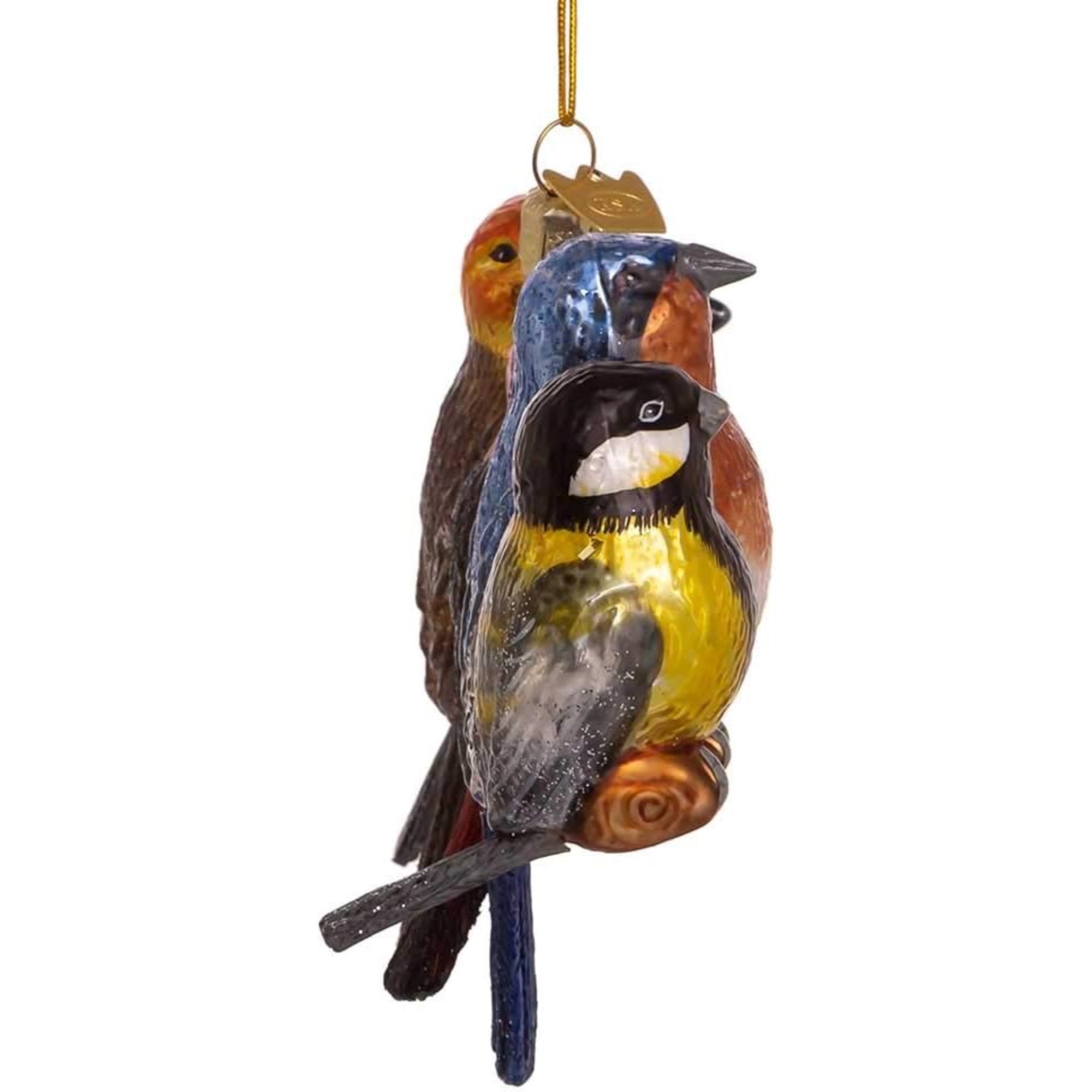 Kurt Adler Nobel Gems Collection Glass Christmas Ornament, Songbirds on a Branch