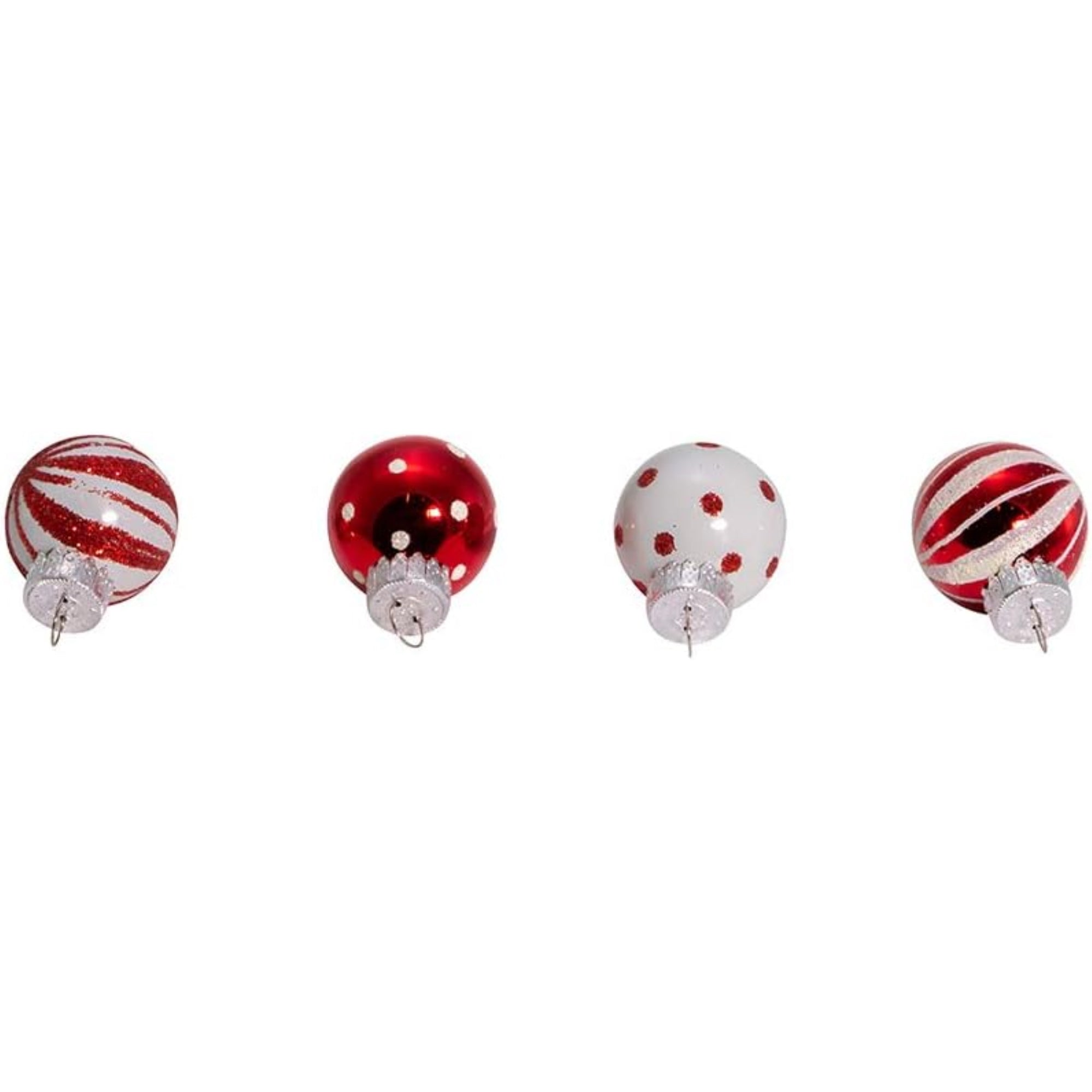 Kurt Adler Miniature Glass Ball Ornament Set, Red and White, 1" (12-Count)