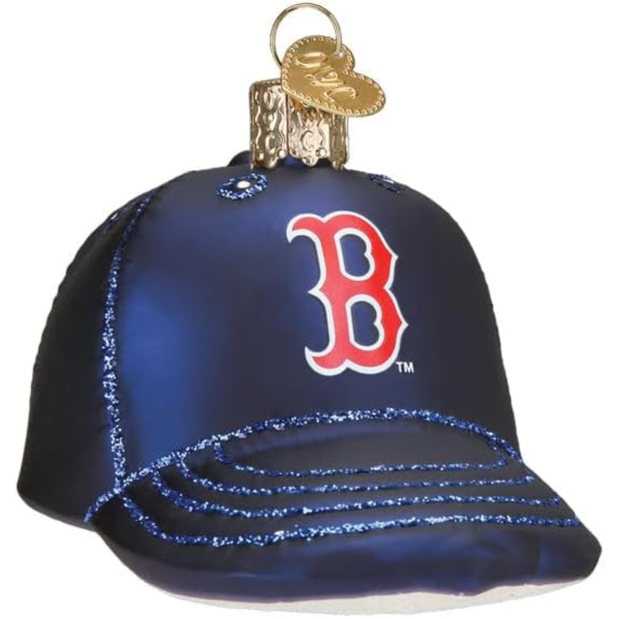 Old World Christmas Blown Glass Ornament for Christmas Tree, Boston Red Socks Baseball Cap (with OWC Gift Box)