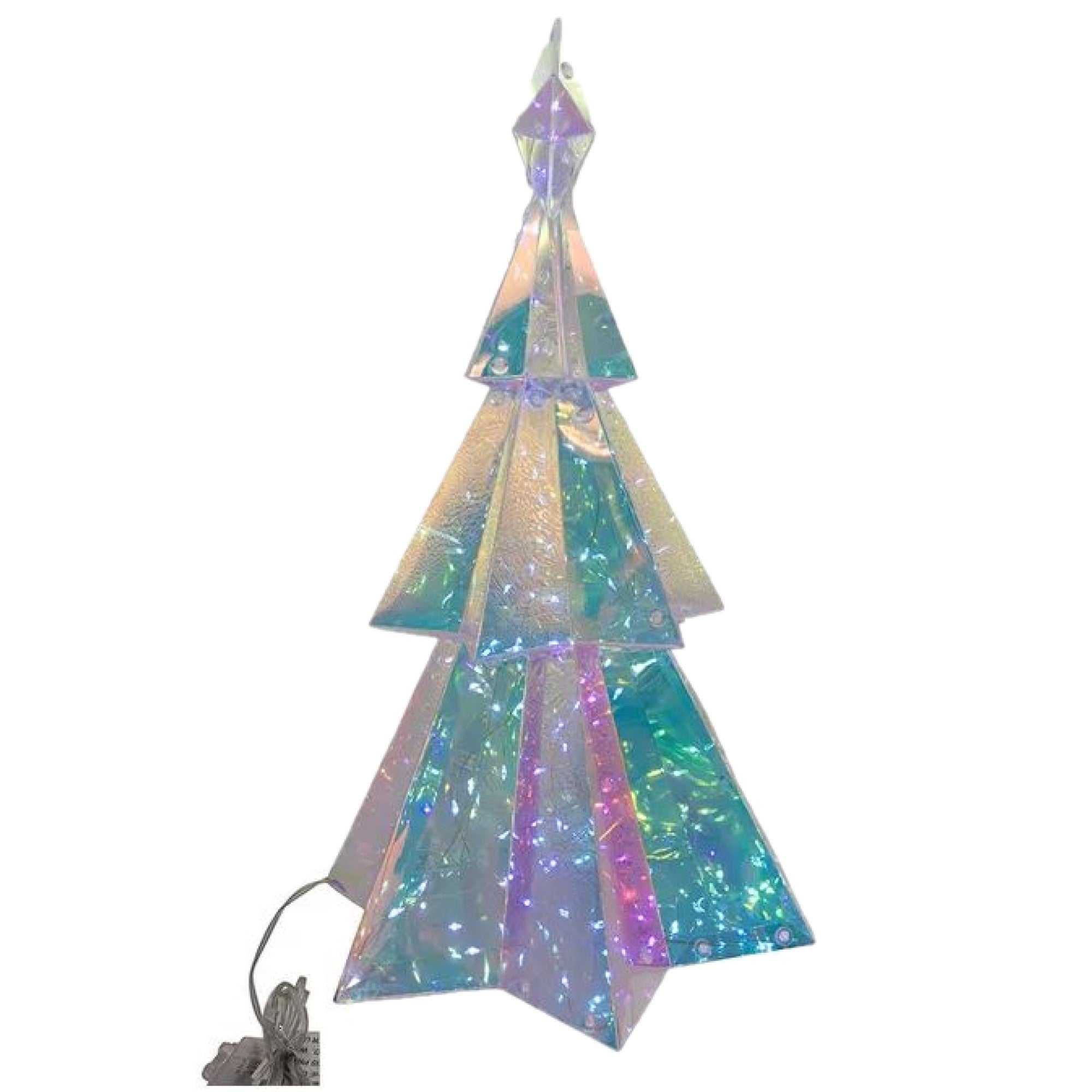 Kurt Adler Pre-Lit Cool White LED Holographic Iridescent Christmas Tree, 15in