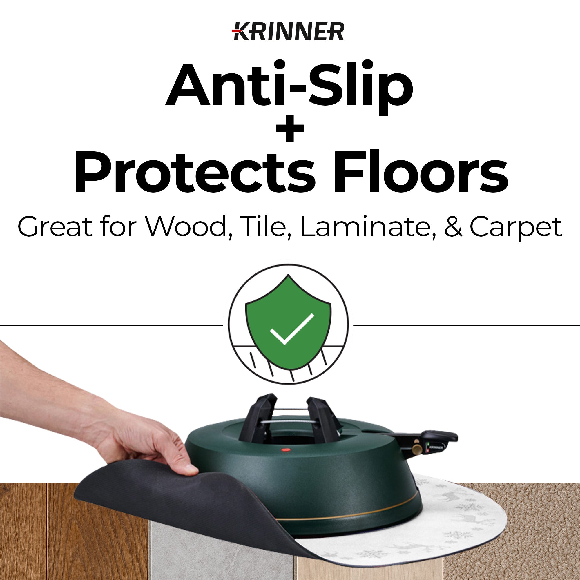 KRINNER 24" Christmas Tree Mat - Waterproof, Absorbent Floor Protection Pad for Tree Stands