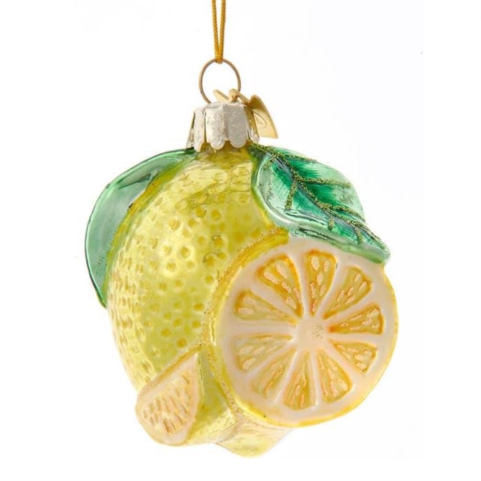 Kurt Adler Noble Gems Glass Christmas Ornament, Lemon