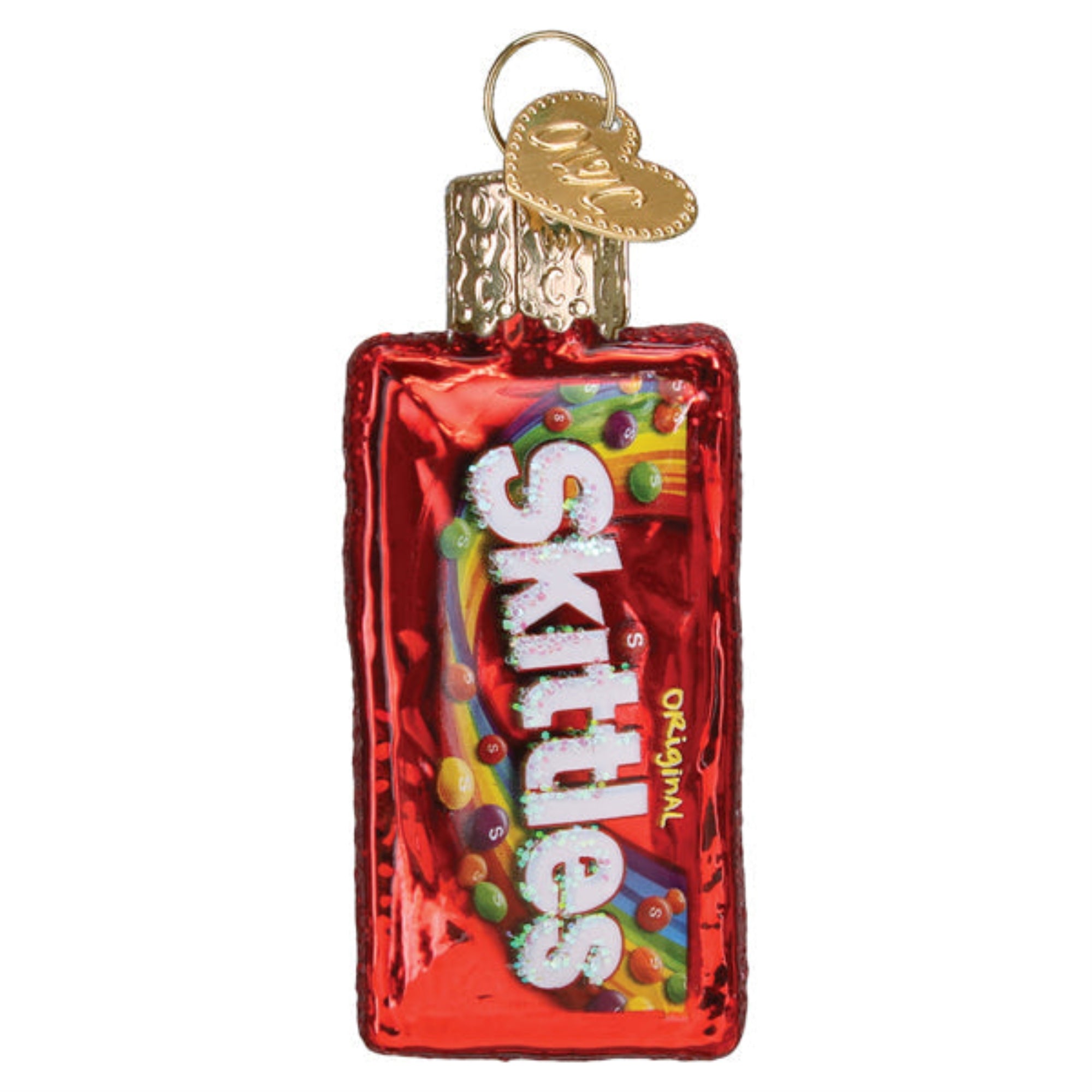 Old World Christmas Blown Glass Hanging Ornament for Christmas Tree, Mini Skittles Bag (with OWC Gift Box)