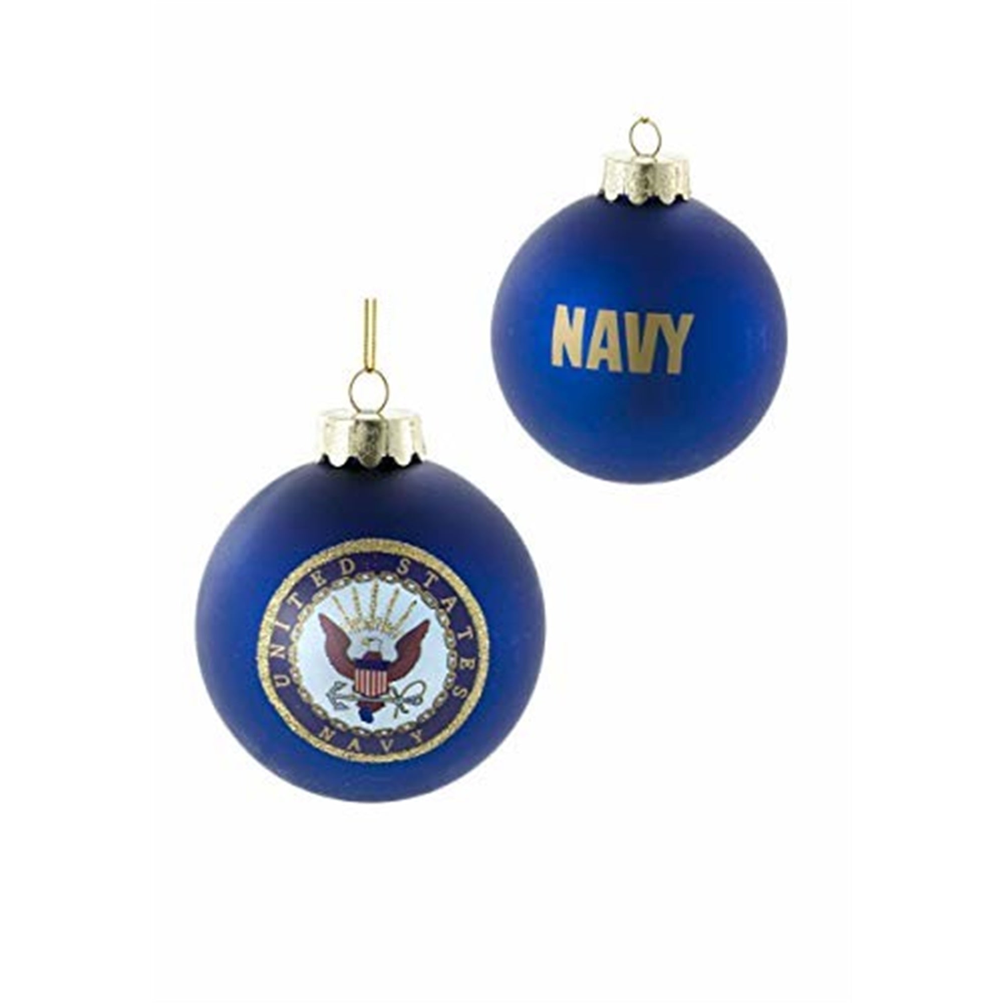 Kurt Adler United States Navy Emblem 2-Sided Glass Ball Ornament, 3" (1 Count)