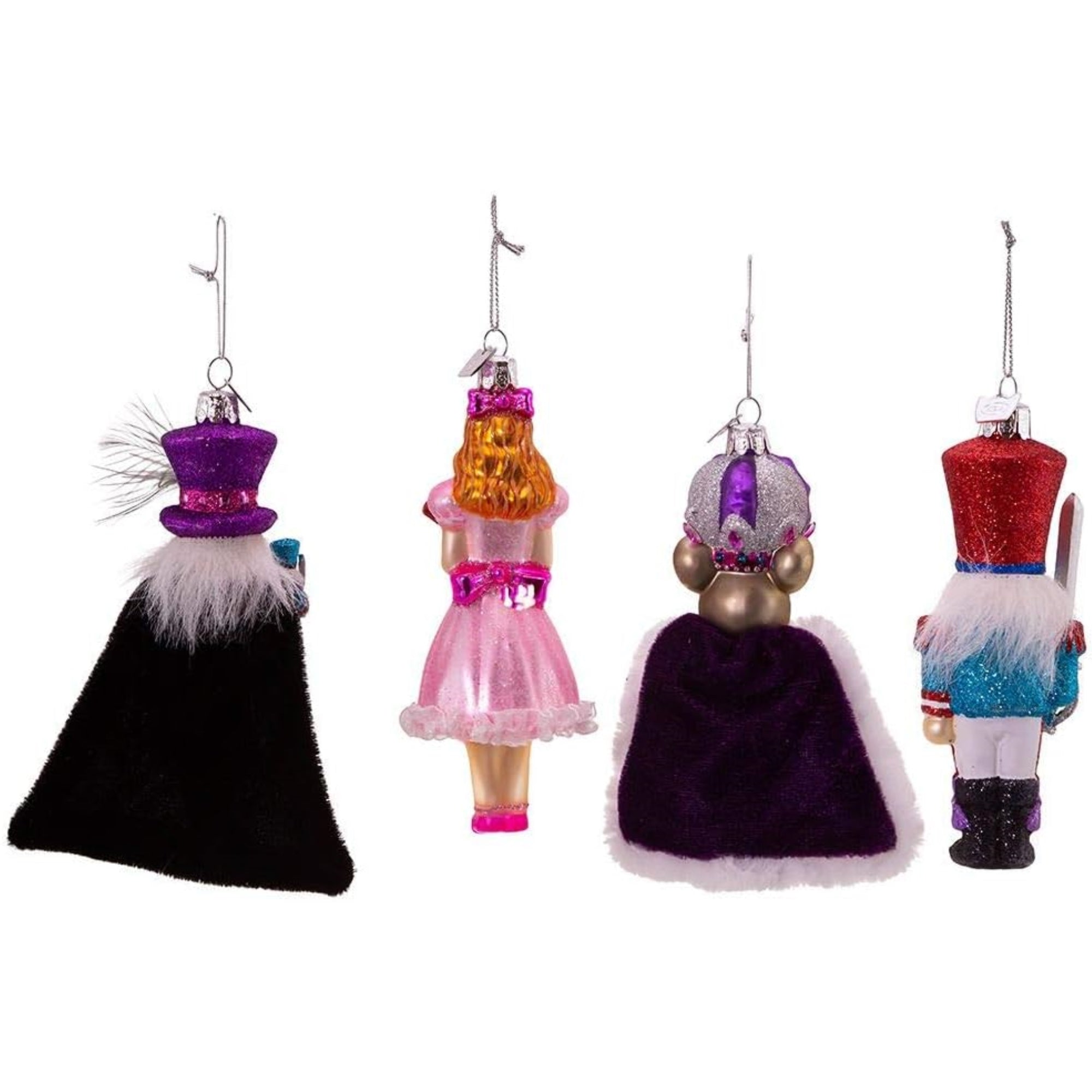 Kurt Adler Noble Gems Glass Christmas Tree Ornaments, Nutcracker Suite, 4 Piece Set