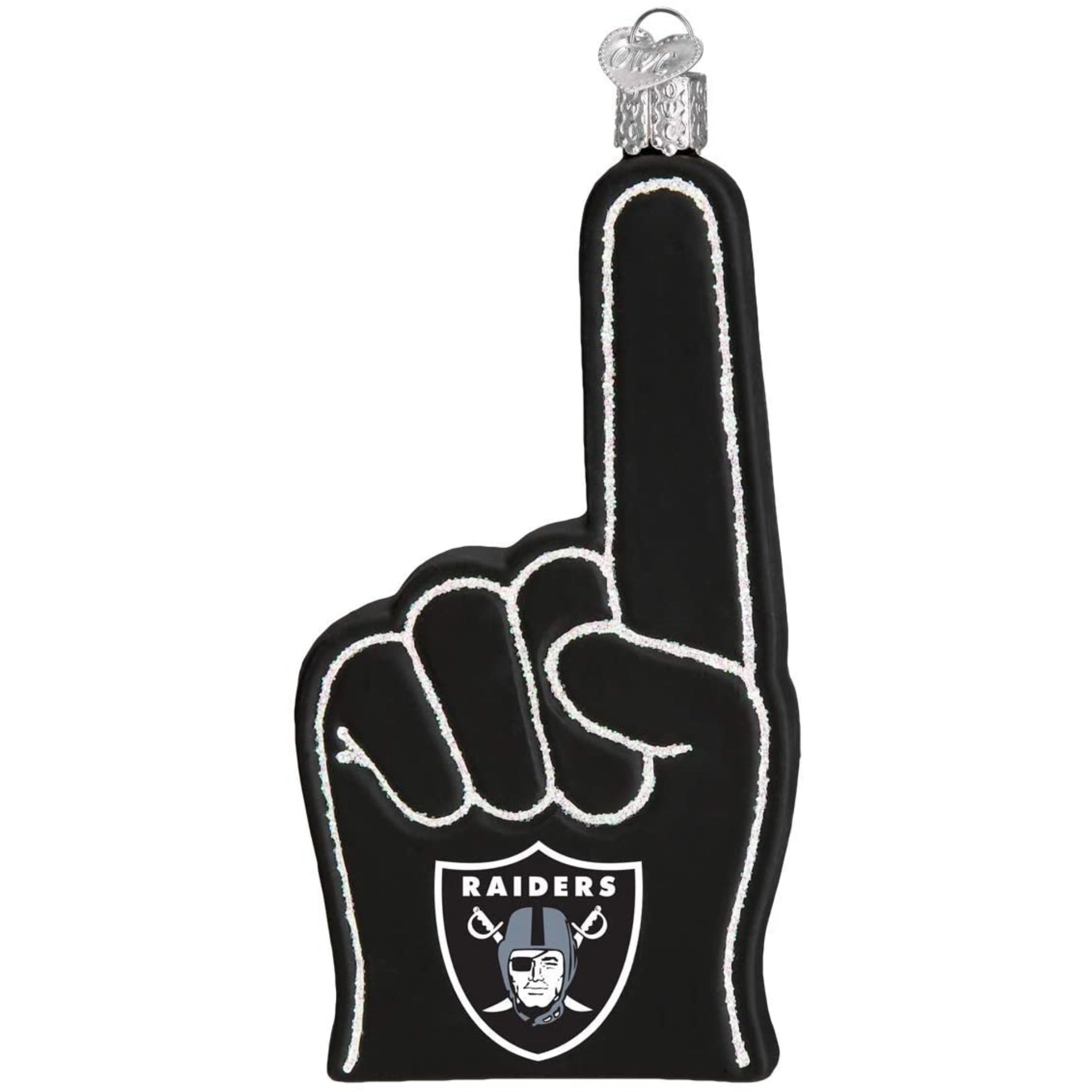 Old World Christmas Blown Glass Ornament for Christmas Tree, Las Vegas Raiders Foam Finger