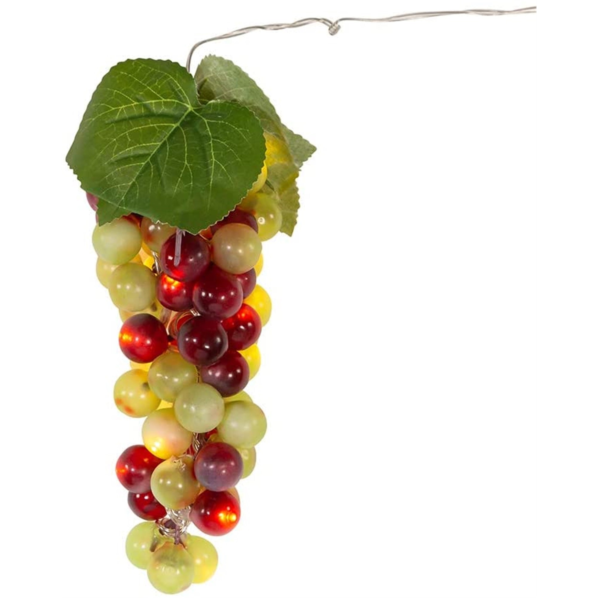 Kurt Adler Battery Operated 20 Warm White LED Lights, Single Cluster Green & Burgundy Grapes, 8"